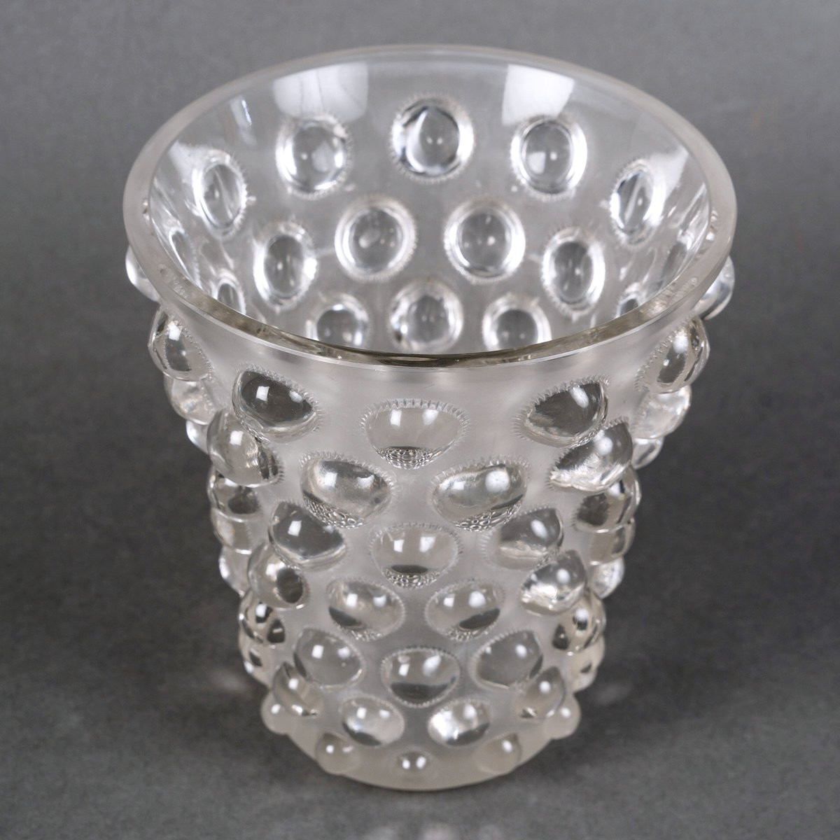 1934 René Lalique - Vase  Art Déco Bammako Verre Blanc -photo-2