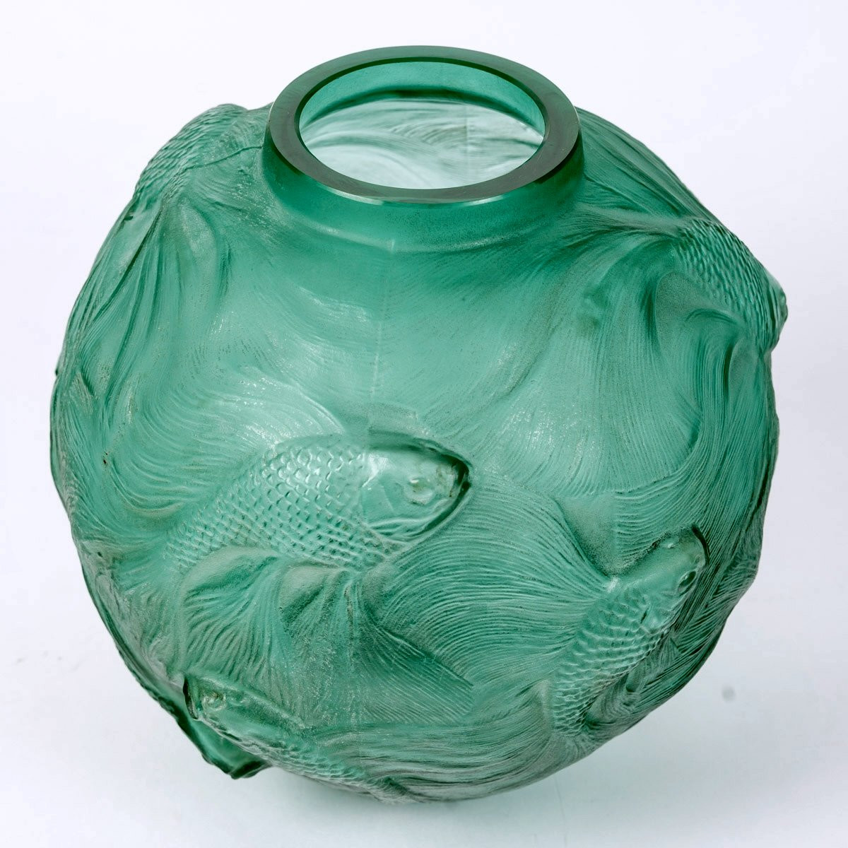 1924 René Lalique - Vase Formose Verre Vert Emeraude-photo-4