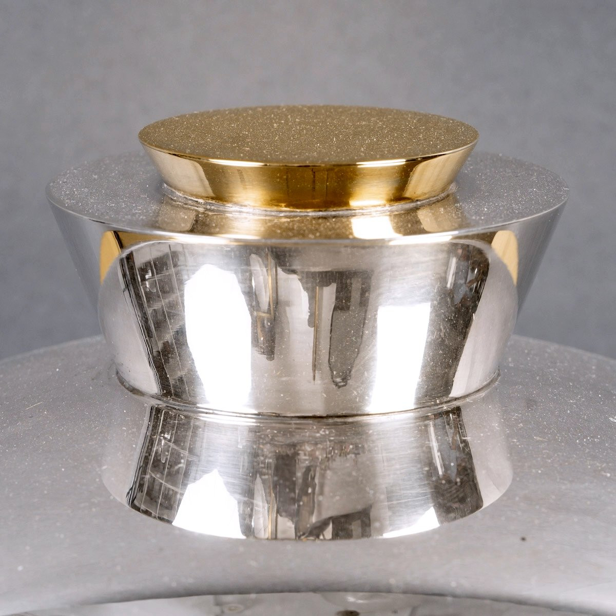 1937 Jean Puiforcat - Art Deco Modernist Centerpiece Tureen Sterling Silver And Vermeil-photo-1