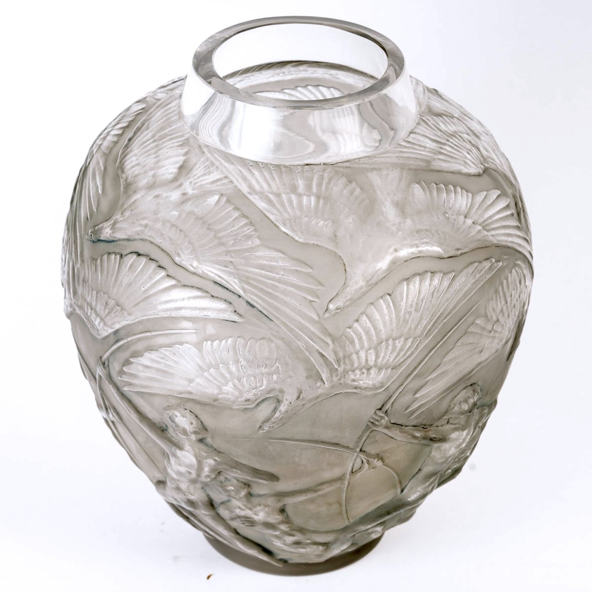 1921 René Lalique - Vase Archers Glass With Grey Patina-photo-2