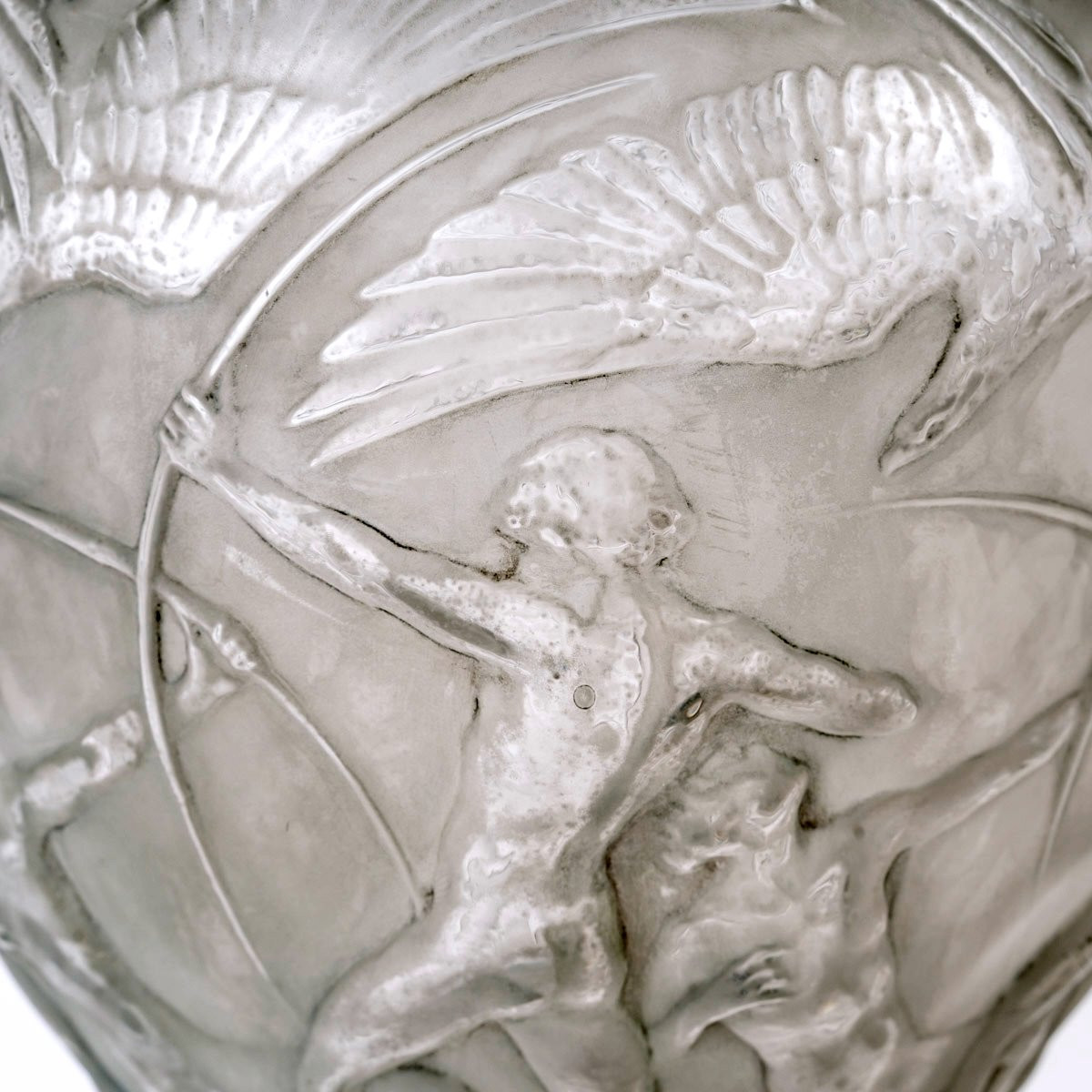 1921 René Lalique - Vase Archers Glass With Grey Patina-photo-3