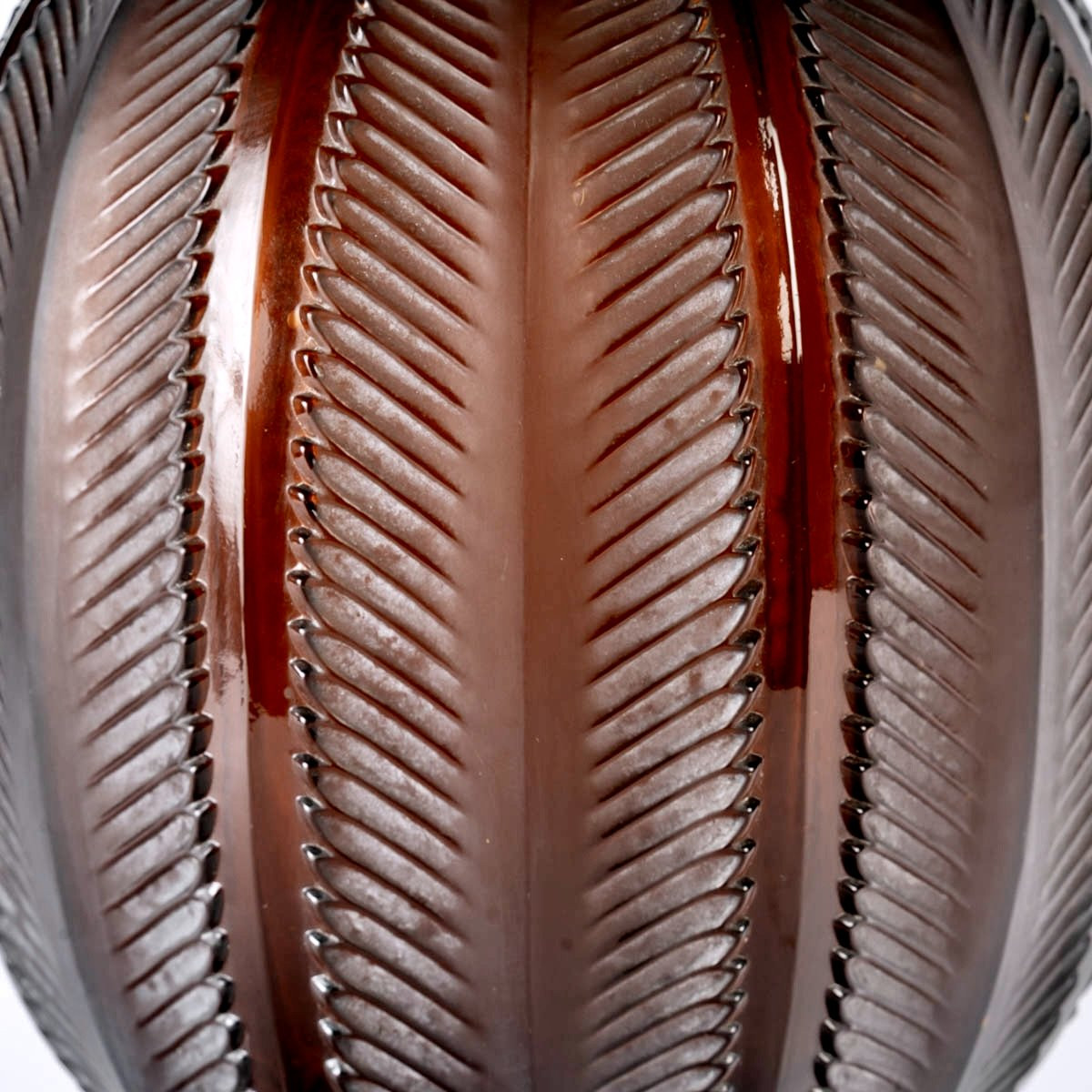 1932 René Lalique - Biskra Vase Amber Red Glass With White Patina-photo-3