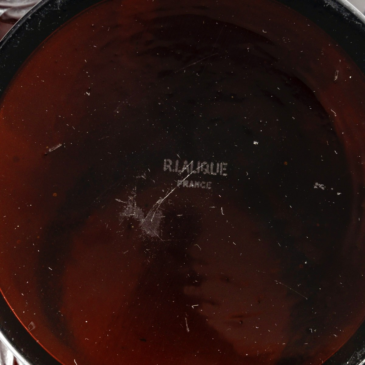 1932 René Lalique - Biskra Vase Amber Red Glass With White Patina-photo-1