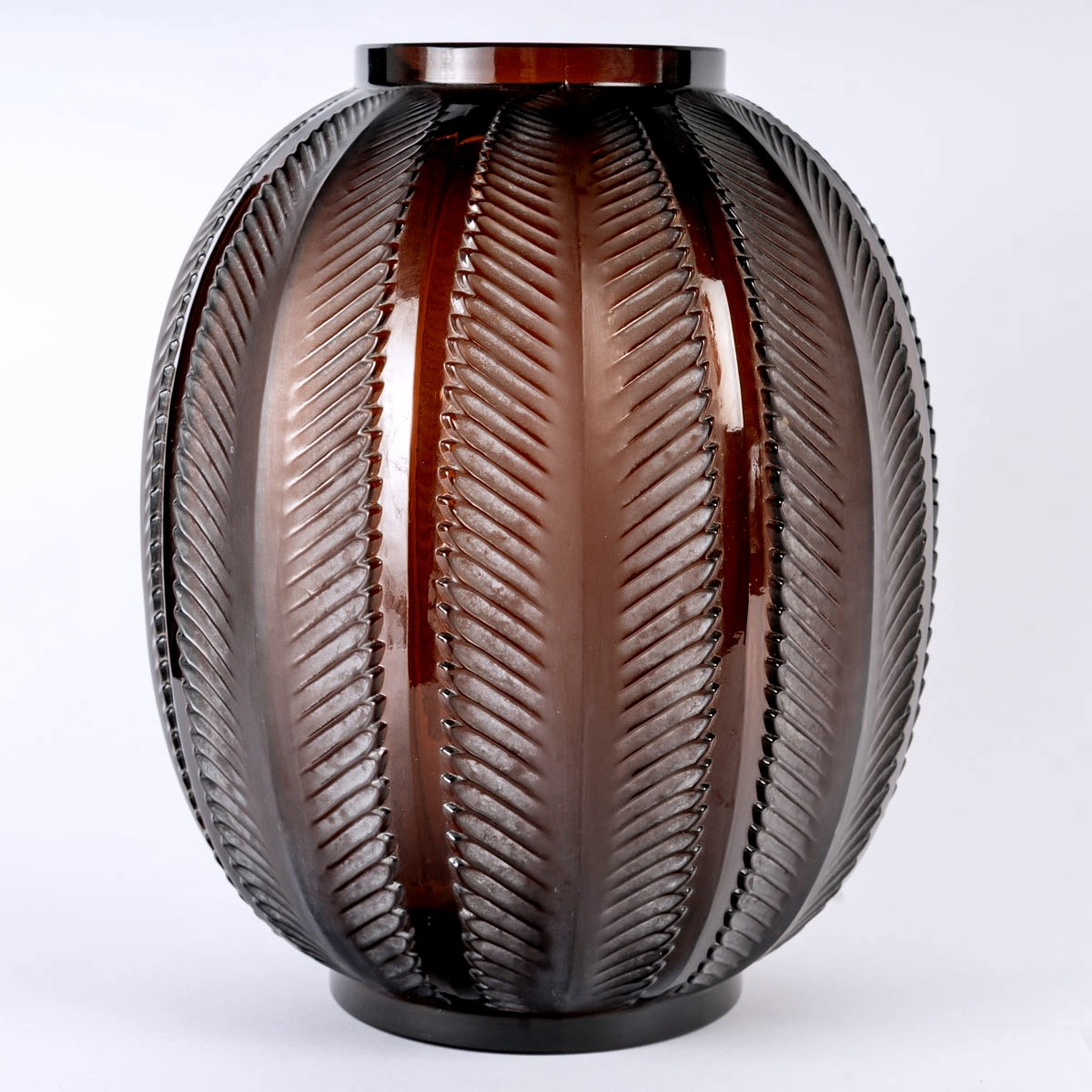 1932 René Lalique - Biskra Vase Amber Red Glass With White Patina