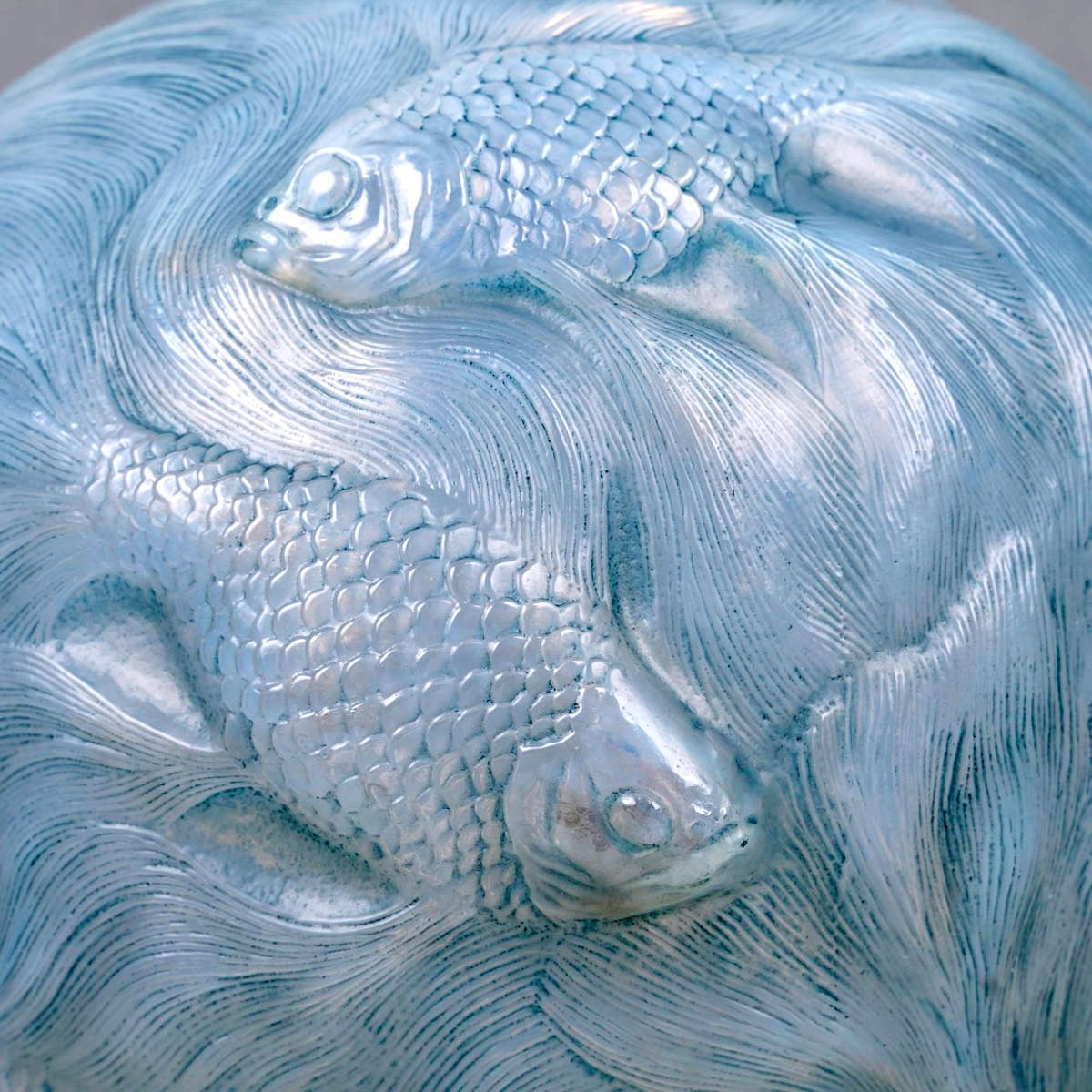 1924 René Lalique - Vase Formose Cased Opalescent Glass With Blue Patina-photo-4