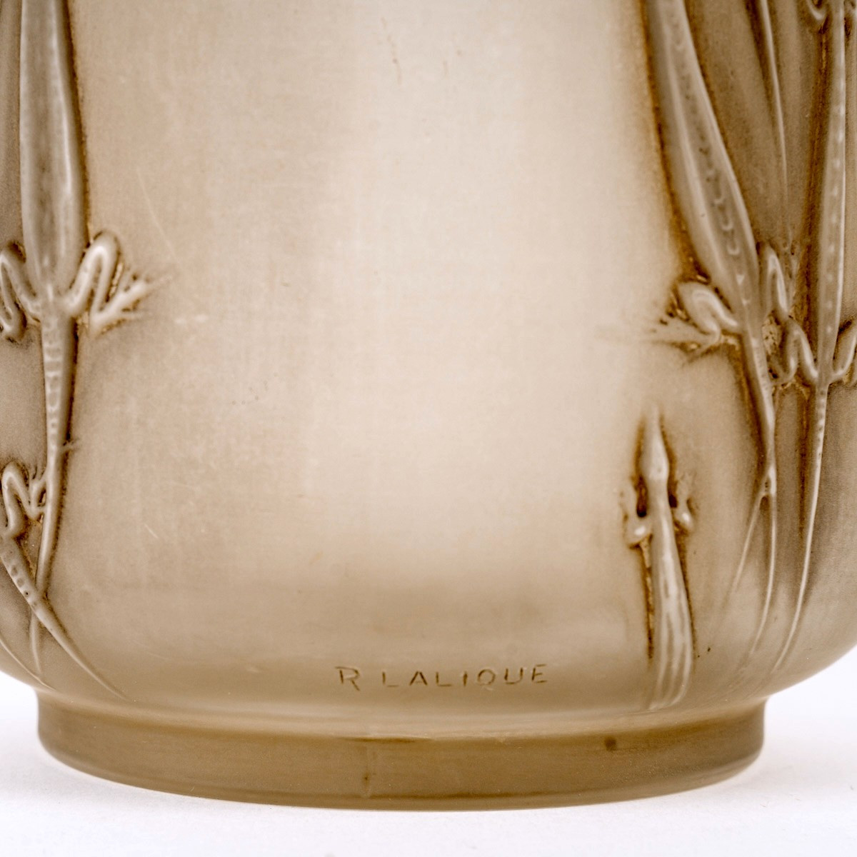 1912 René Lalique - Vase Four Groups Of Lizards Lézards Glass With Sepia Patina-photo-1