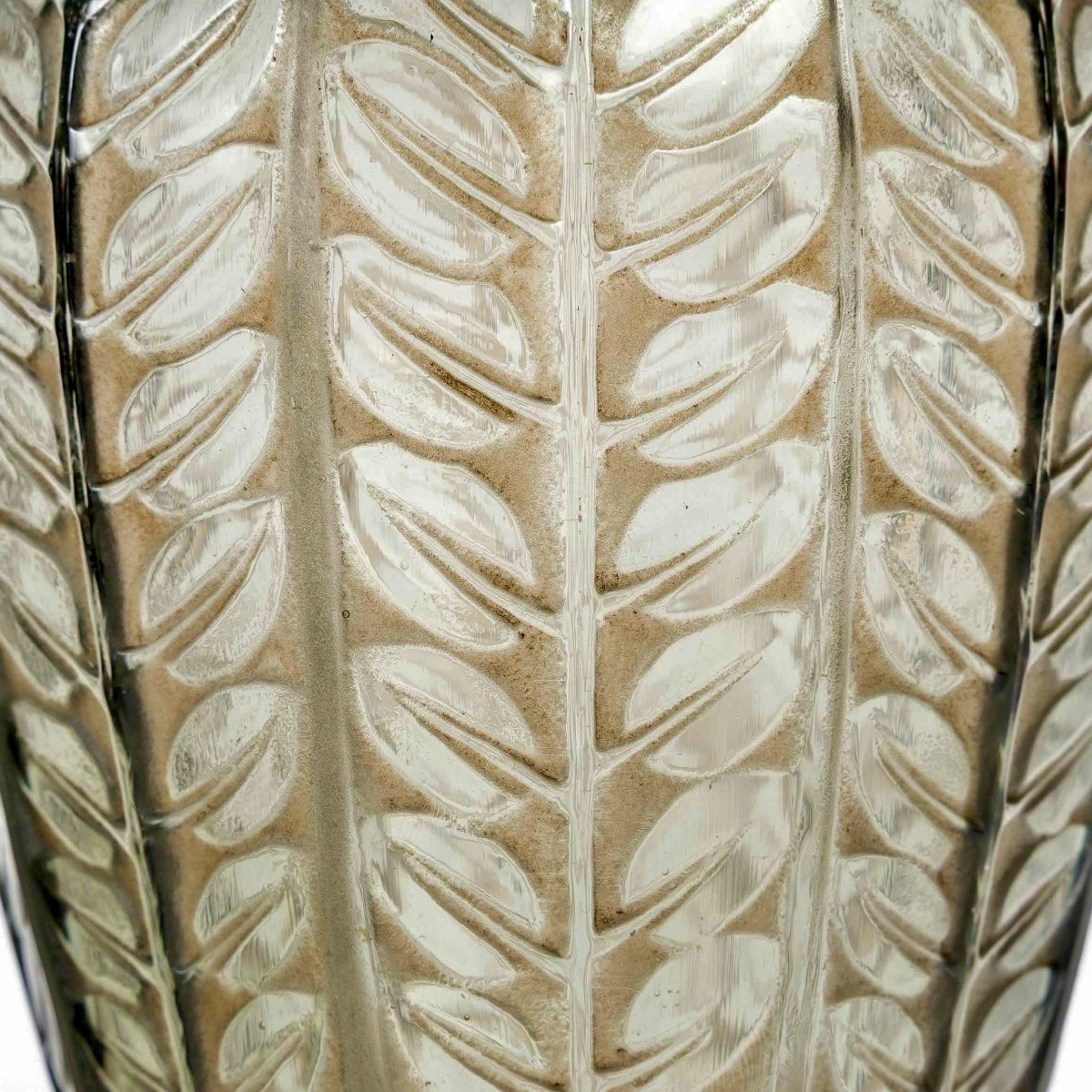 1924 René Lalique - Vase Tournai Verre Gris Fumé Patiné Sépia-photo-1