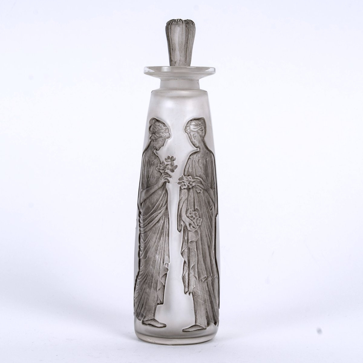 1910 René Lalique - Perfume Bottle Amber Antique Glass With Grey Patina For Coty-photo-2