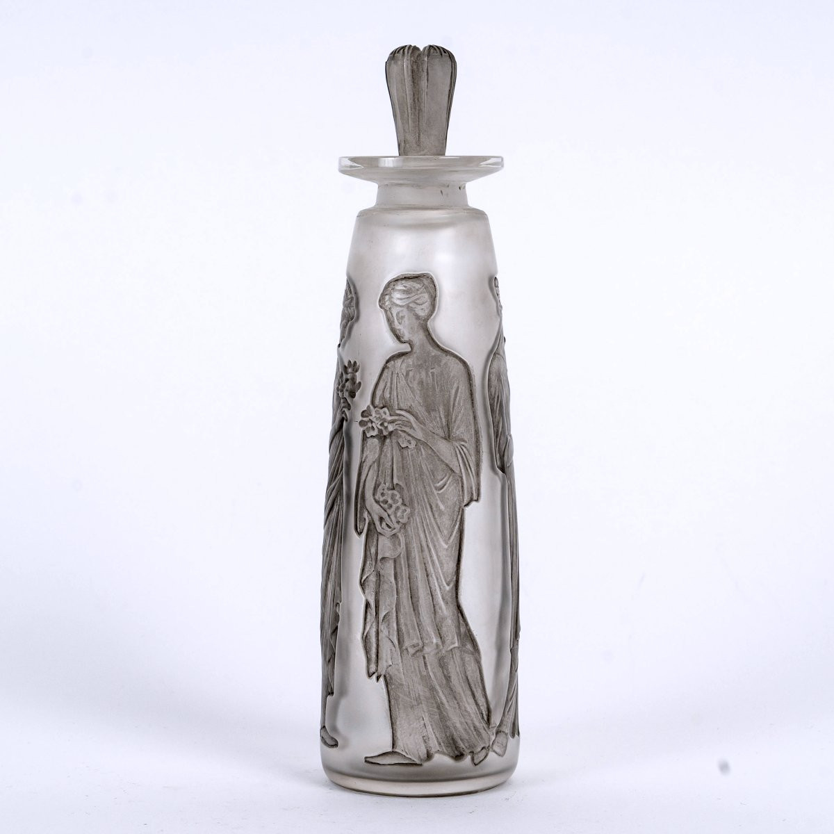 1910 René Lalique - Perfume Bottle Amber Antique Glass With Grey Patina For Coty-photo-3
