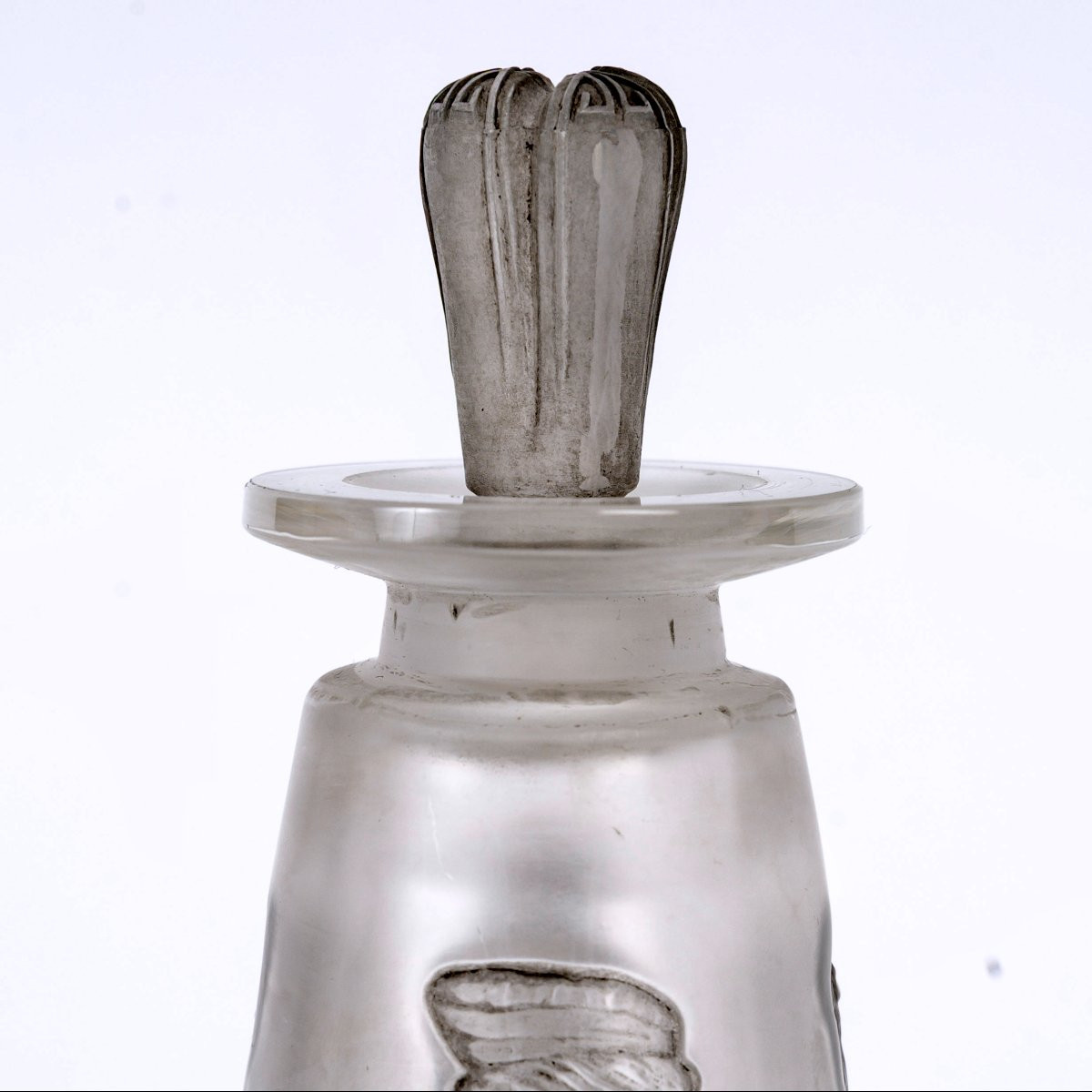 1910 René Lalique - Perfume Bottle Amber Antique Glass With Grey Patina For Coty-photo-1
