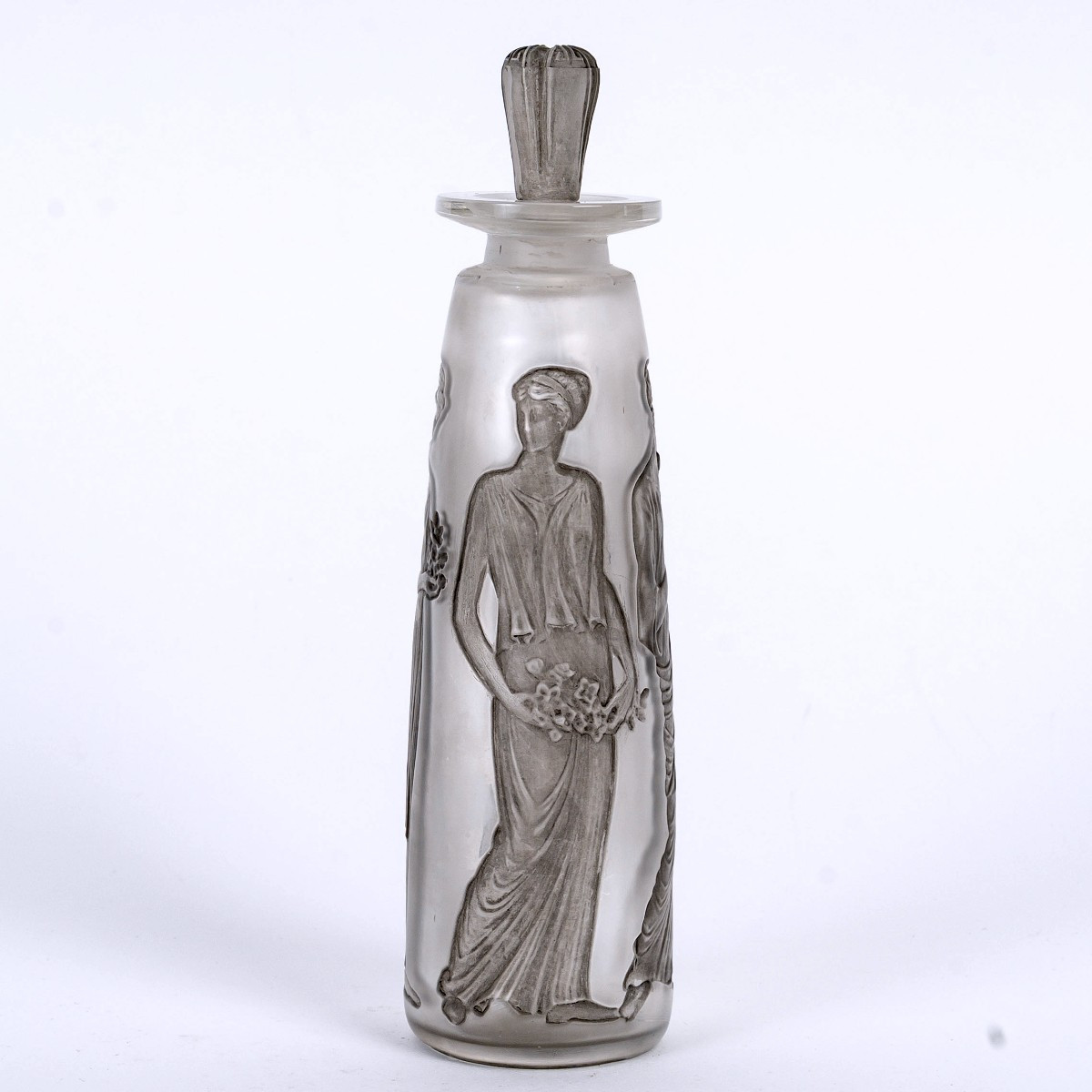 1910 René Lalique - Perfume Bottle Amber Antique Glass With Grey Patina For Coty