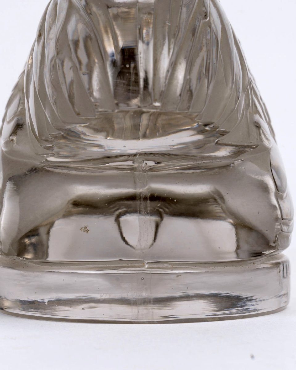 1928 René Lalique - Mascotte Automobile Coq Nain Verre Blanc -photo-6