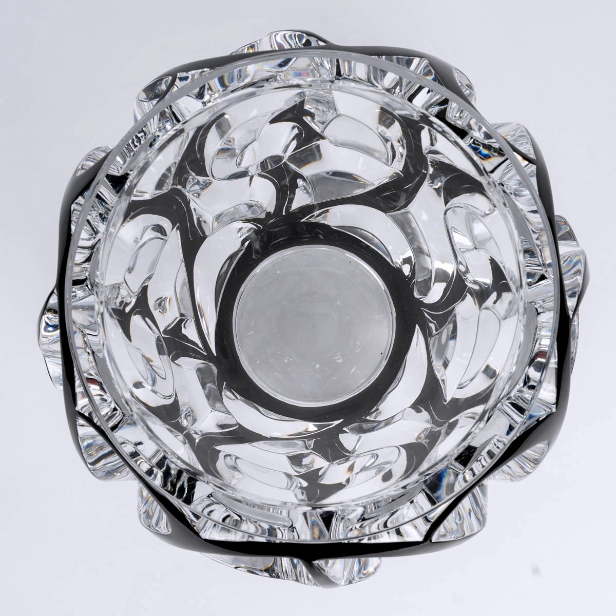 Lalique France - Vase Tourbillons Crystal With Black Enamel-photo-6