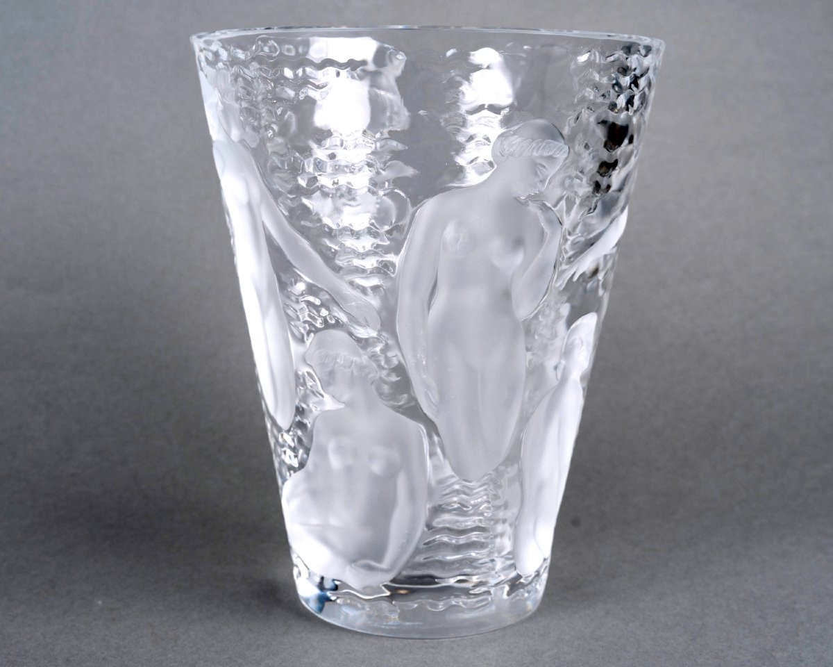 Lalique France - Vase Ondines Cristal Blanc -photo-2
