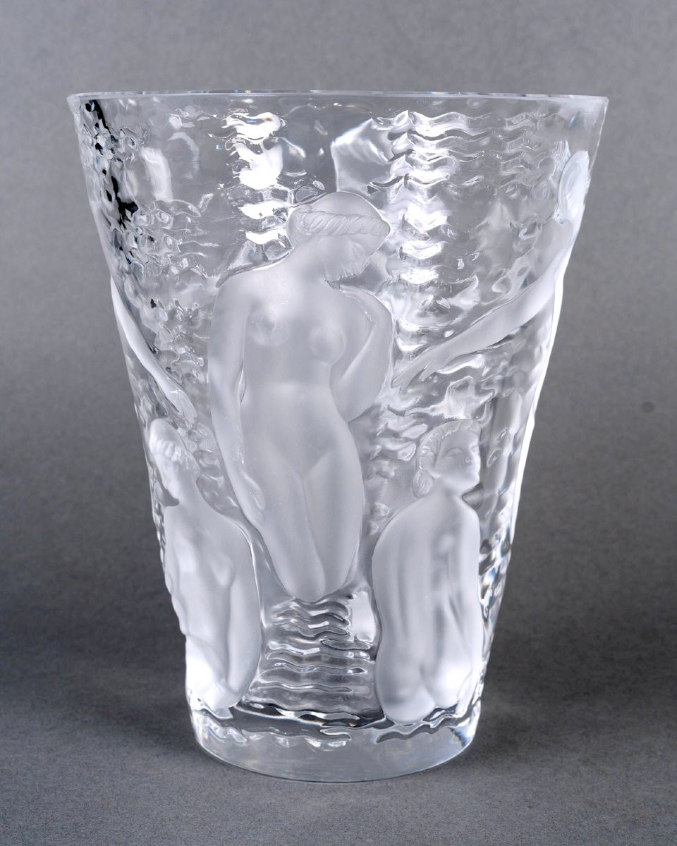 Lalique France - Vase Ondines Cristal Blanc -photo-3