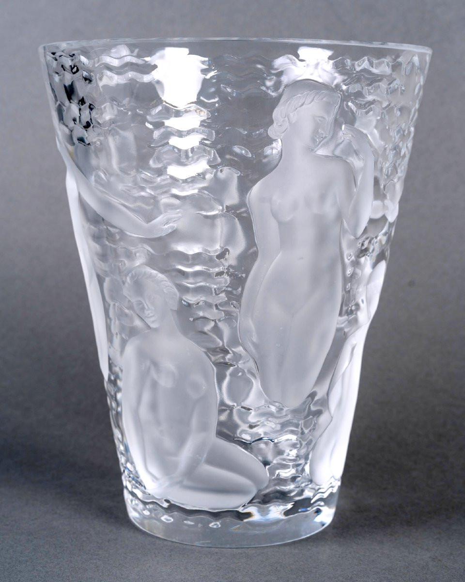 Lalique France - Vase Ondines Cristal Blanc -photo-4