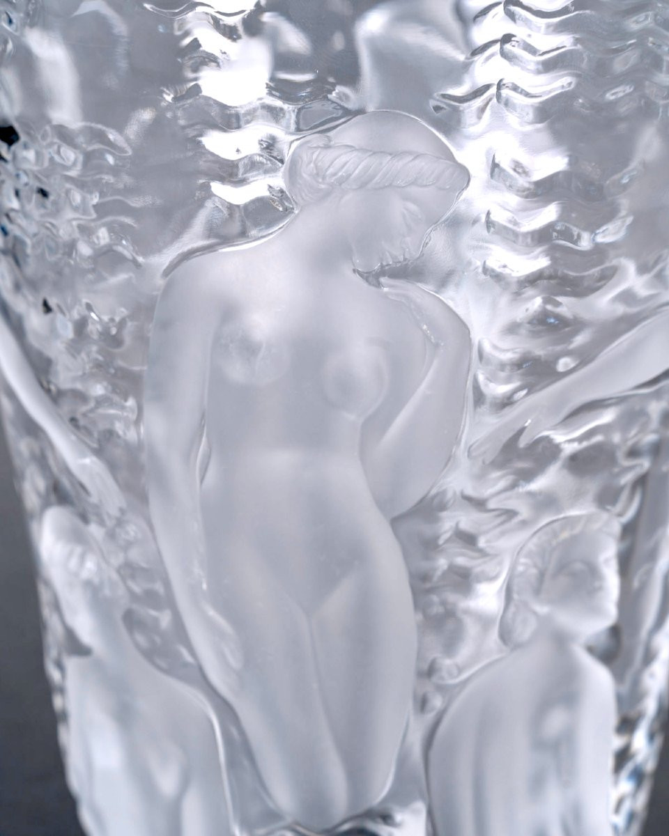 Lalique France - Vase Ondines Cristal Blanc -photo-3