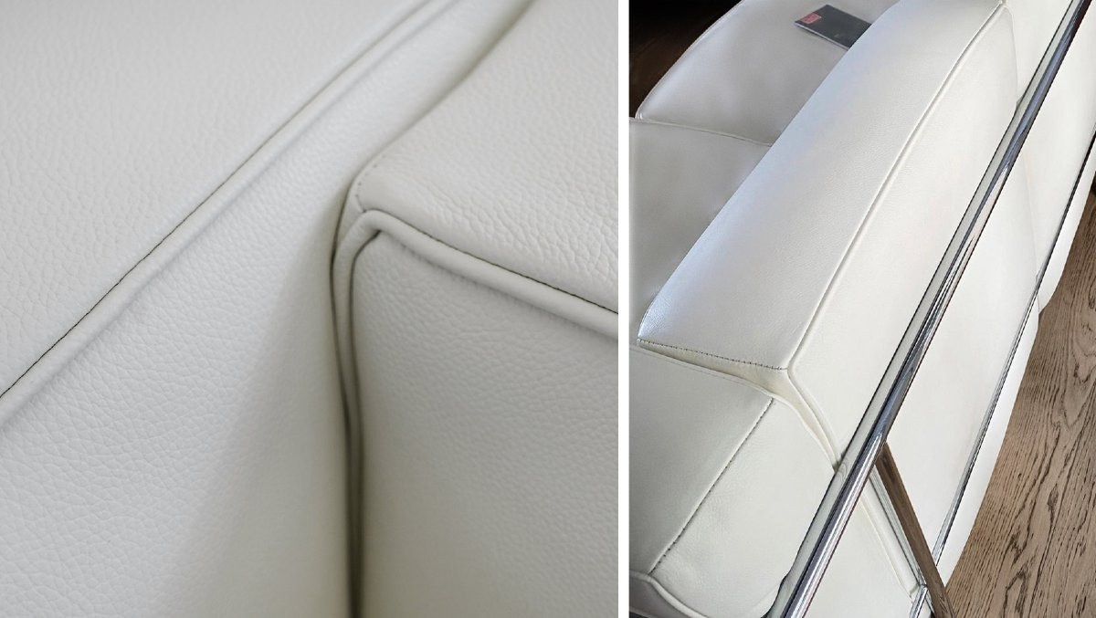 Le Corbusier, Perriand, Jeanneret - Cassina - Sofa Lc2 White Leather 2-seater New-photo-2