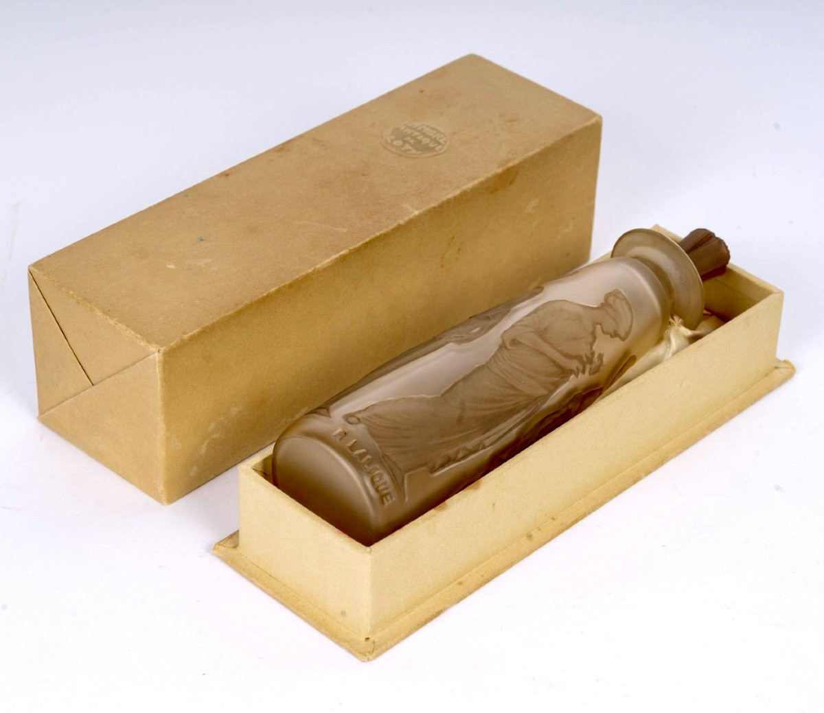 1910 René Lalique - Perfume Bottle Amber Antique Glass With Sepia Patina For Coty-photo-3