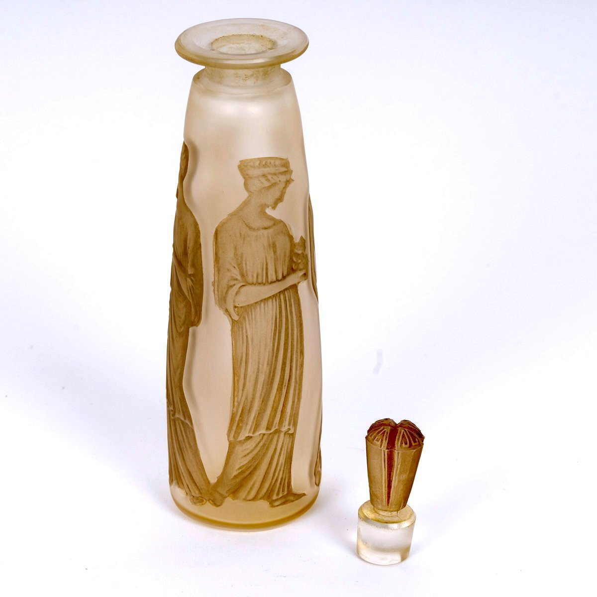 1910 René Lalique - Perfume Bottle Amber Antique Glass With Sepia Patina For Coty-photo-6