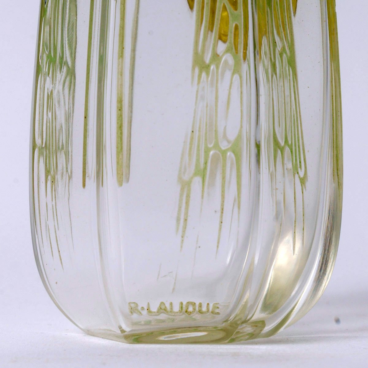 1909 René Lalique - Perfume Bottle Cyclamen Glass With Green Patina For Coty -photo-6