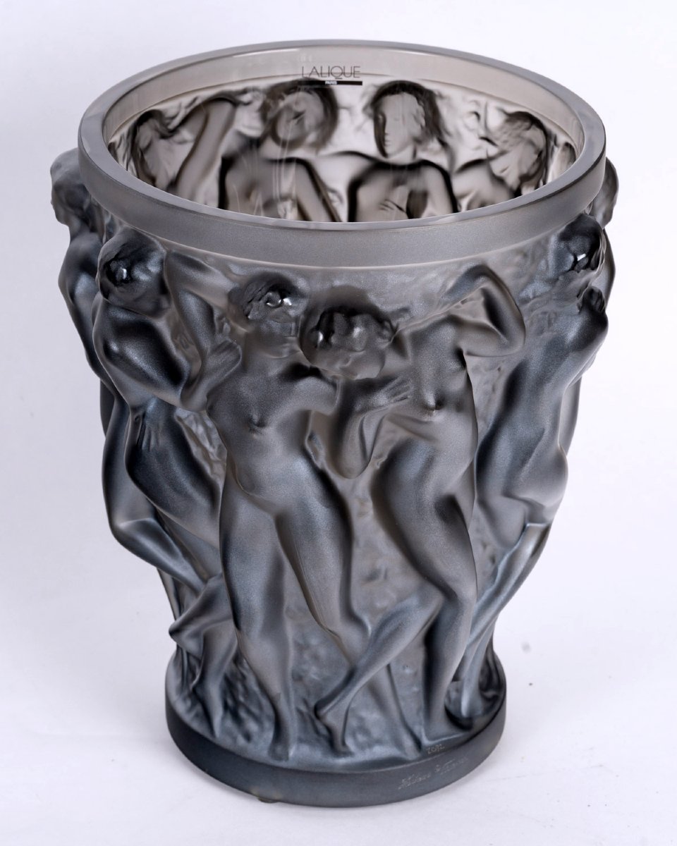 Lalique France - Vase Bacchantes Cristal Bronze - Neuf-photo-4