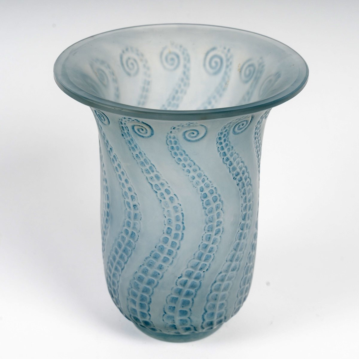 1921 René Lalique - Vase Meduse Glass With Blue Patina-photo-2