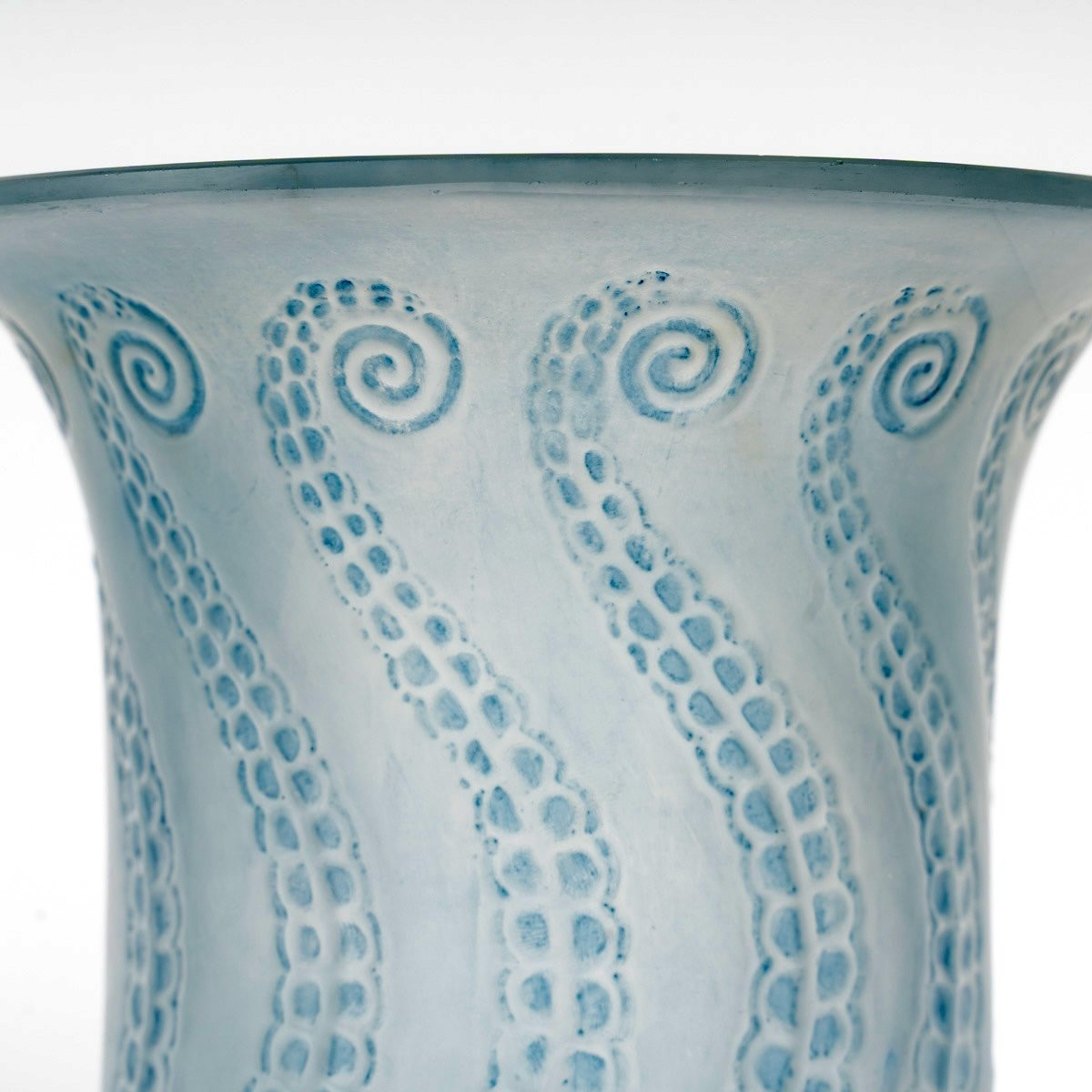 1921 René Lalique - Vase Meduse Glass With Blue Patina-photo-3