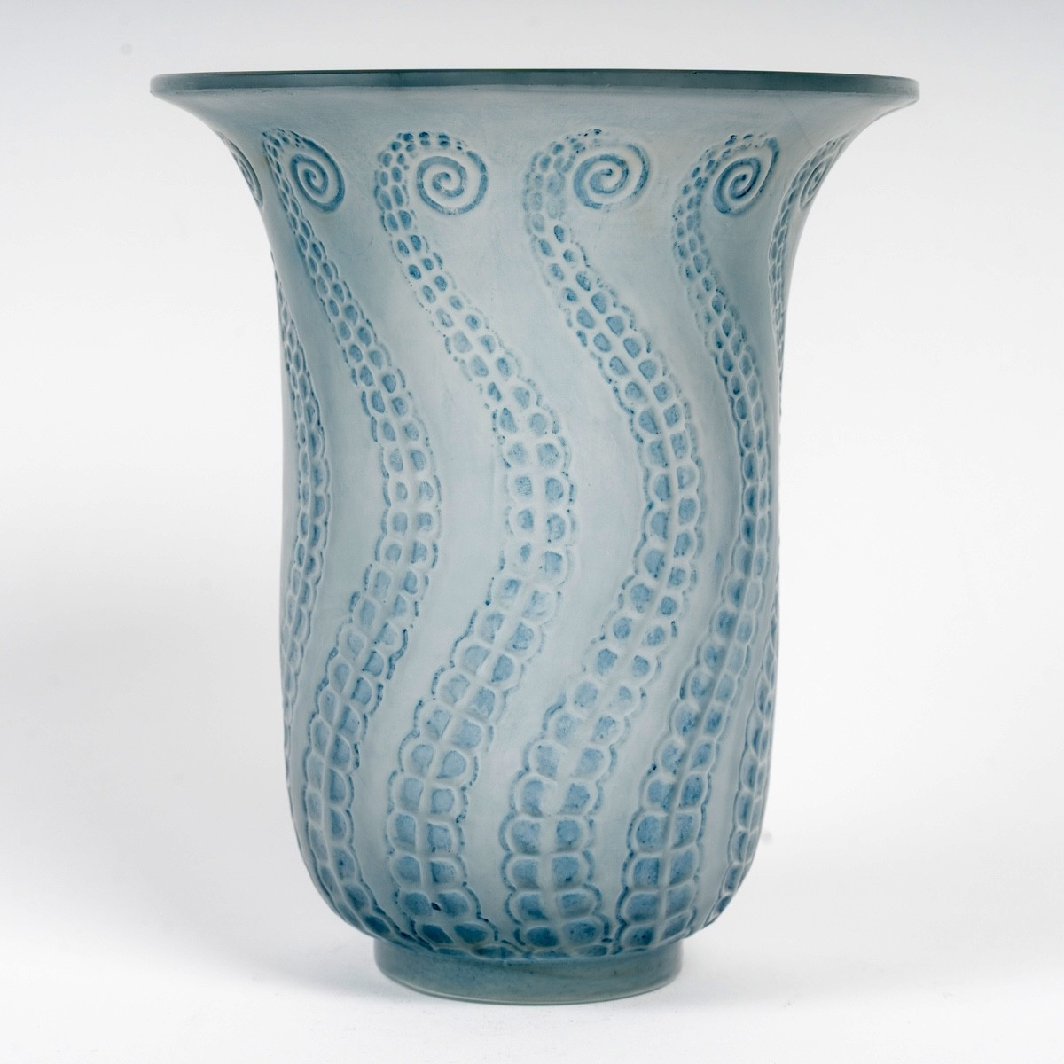 1921 René Lalique - Vase Meduse Glass With Blue Patina