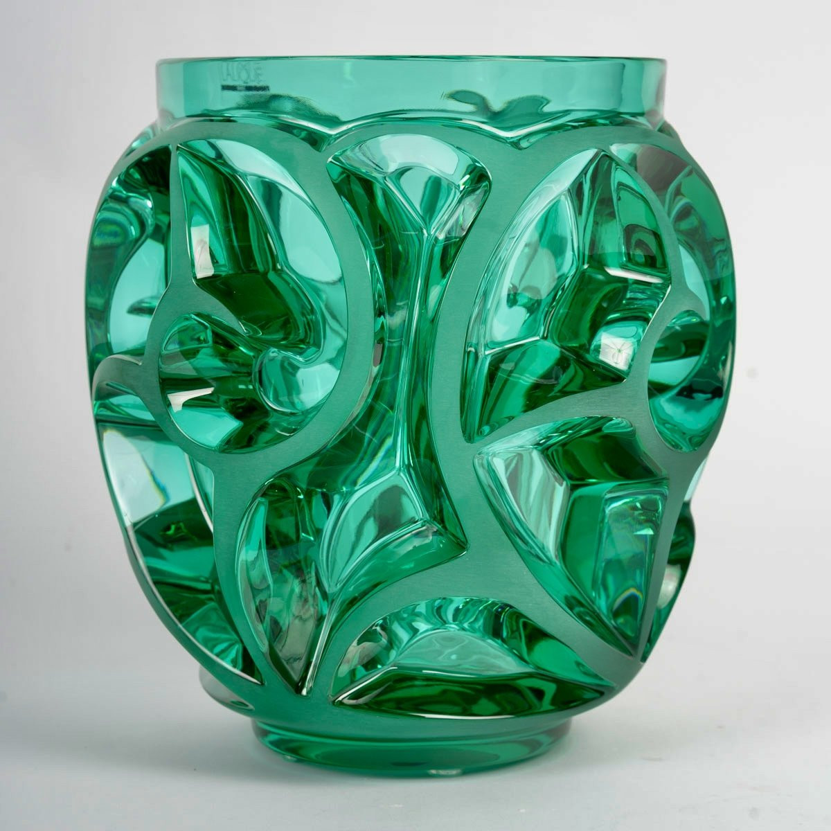 Lalique France - Art Deco Vase Tourbillons Green Crystal Glass - New-photo-2