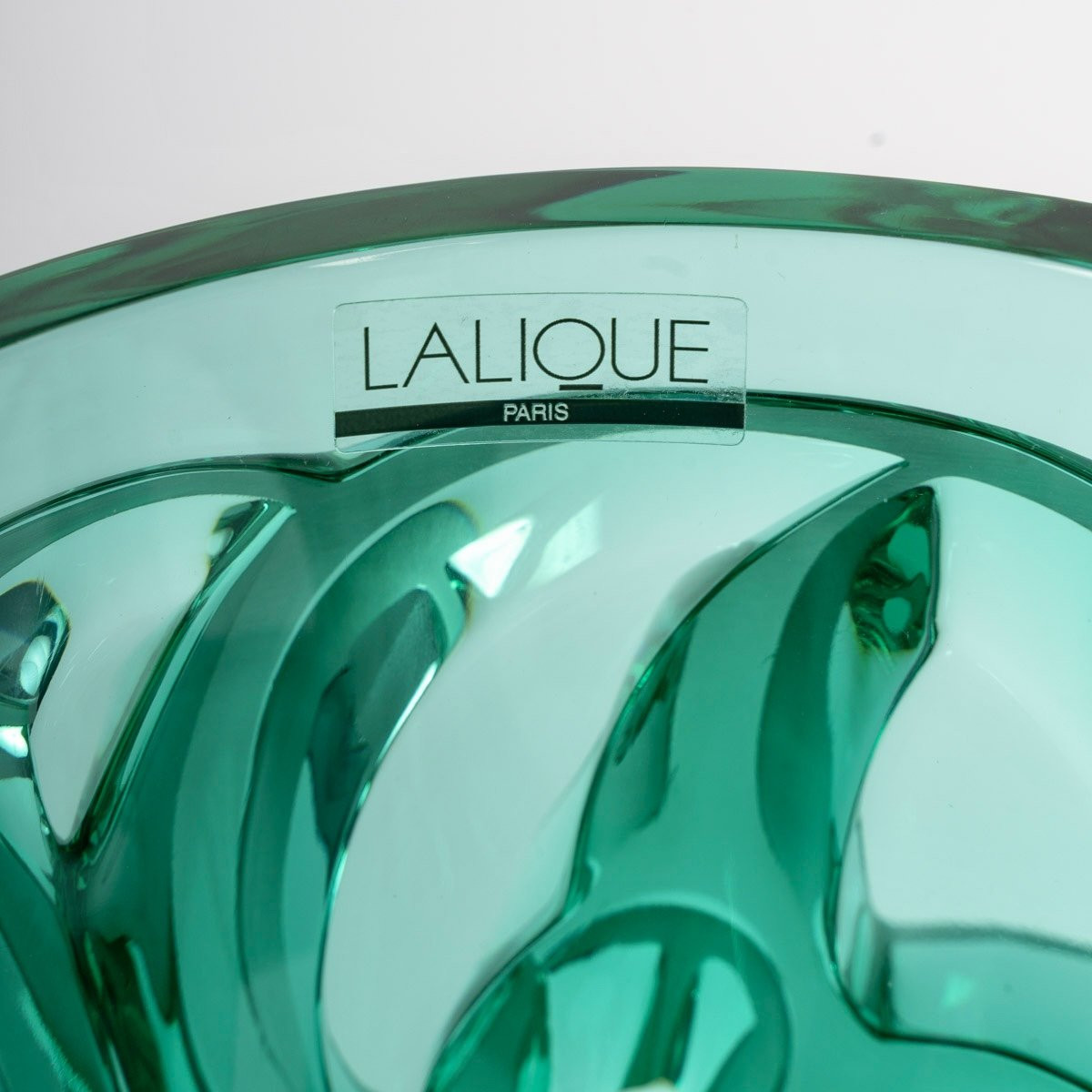 Lalique France - Art Deco Vase Tourbillons Green Crystal Glass - New-photo-1