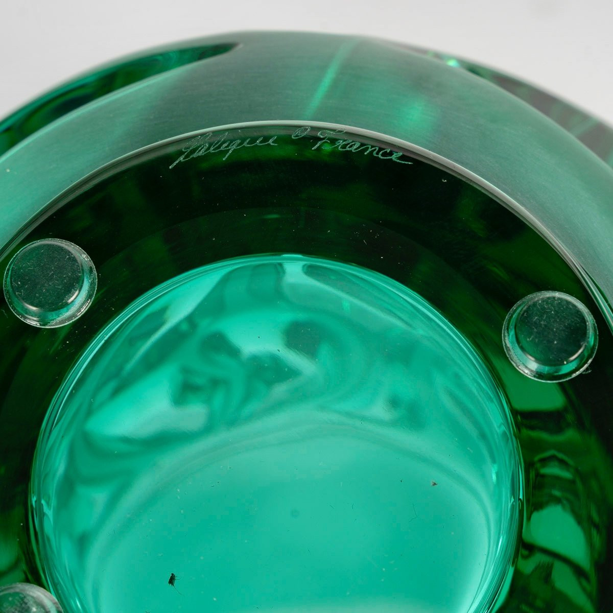 Lalique France - Art Deco Vase Tourbillons Green Crystal Glass - New-photo-2