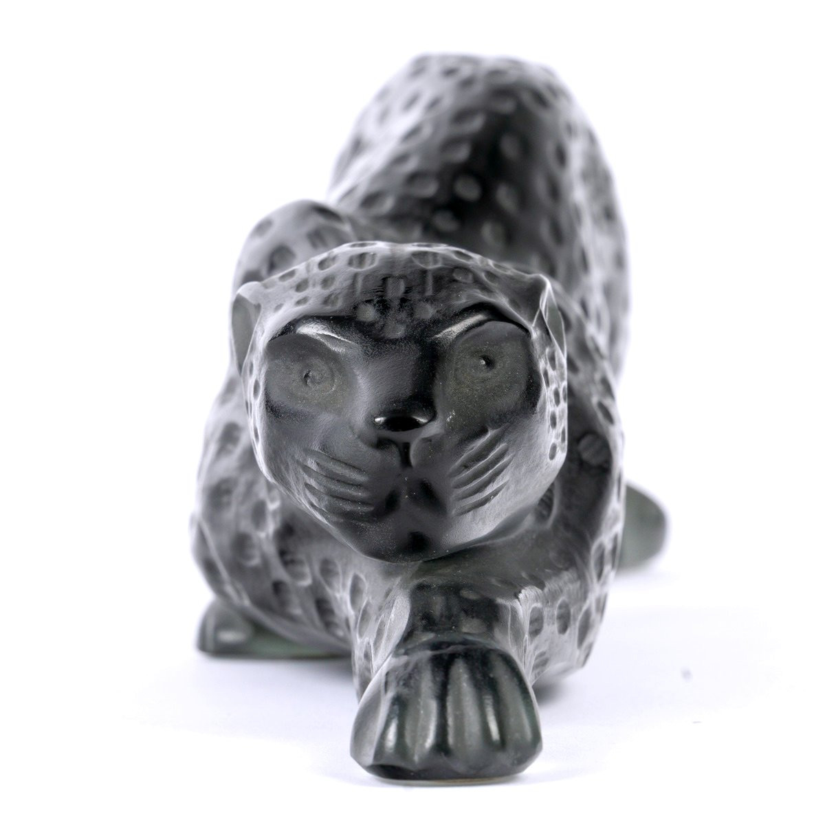 1990 Marie-Claude Lalique - Sculpture Panthère Zeila Cristal Gris-photo-4