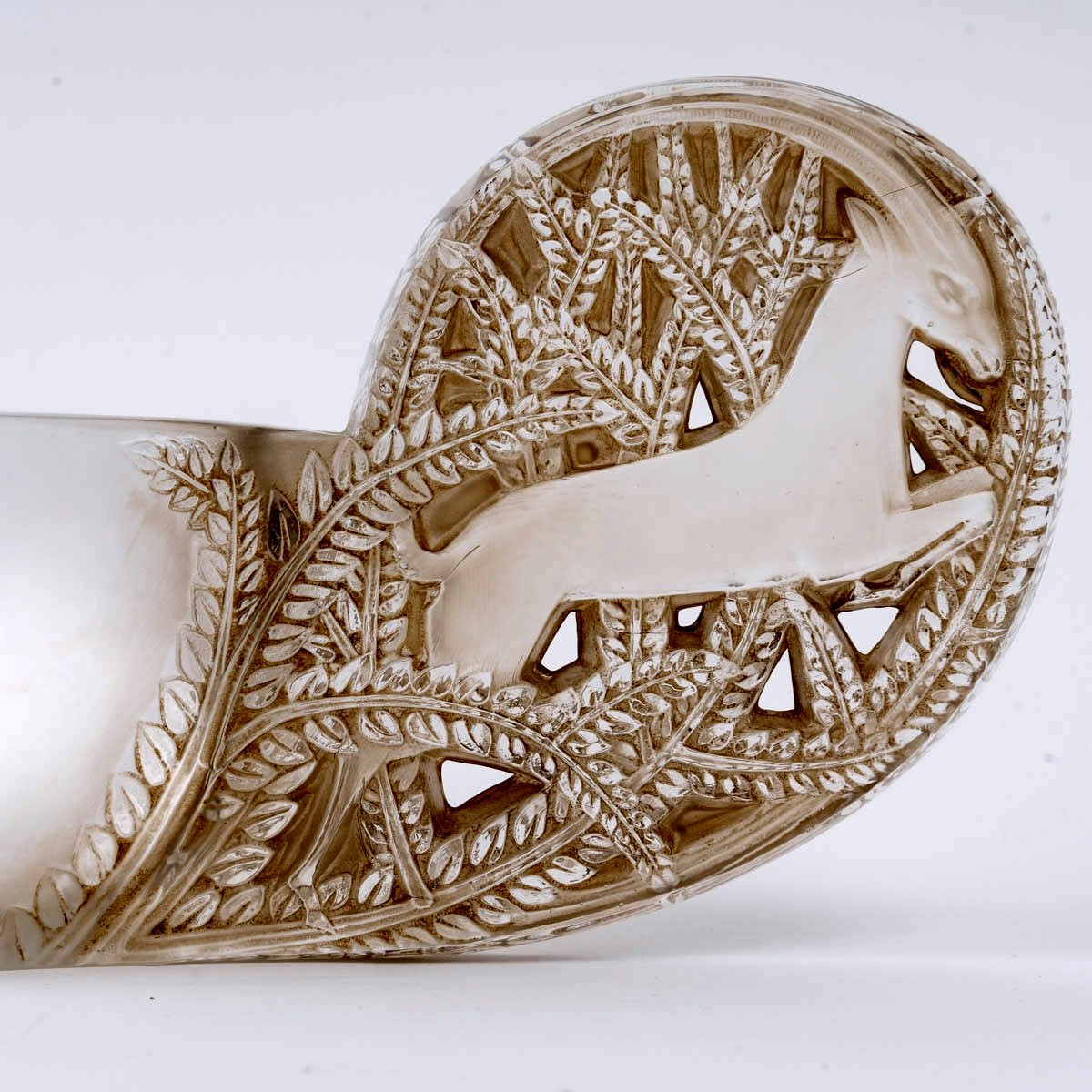 1927 René Lalique - Jardiniere Bowl Saint Hubert Bowl Glass With Sepia Patina-photo-4