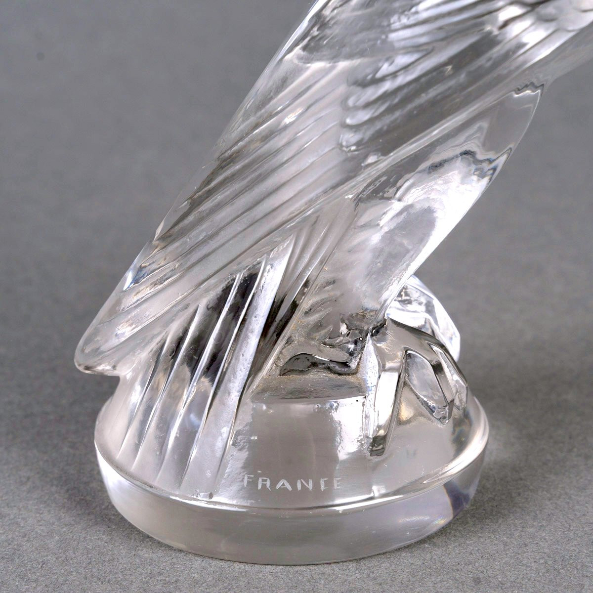 1925 René Lalique - Mascotte Automobile Faucon Verre Blanc-photo-4