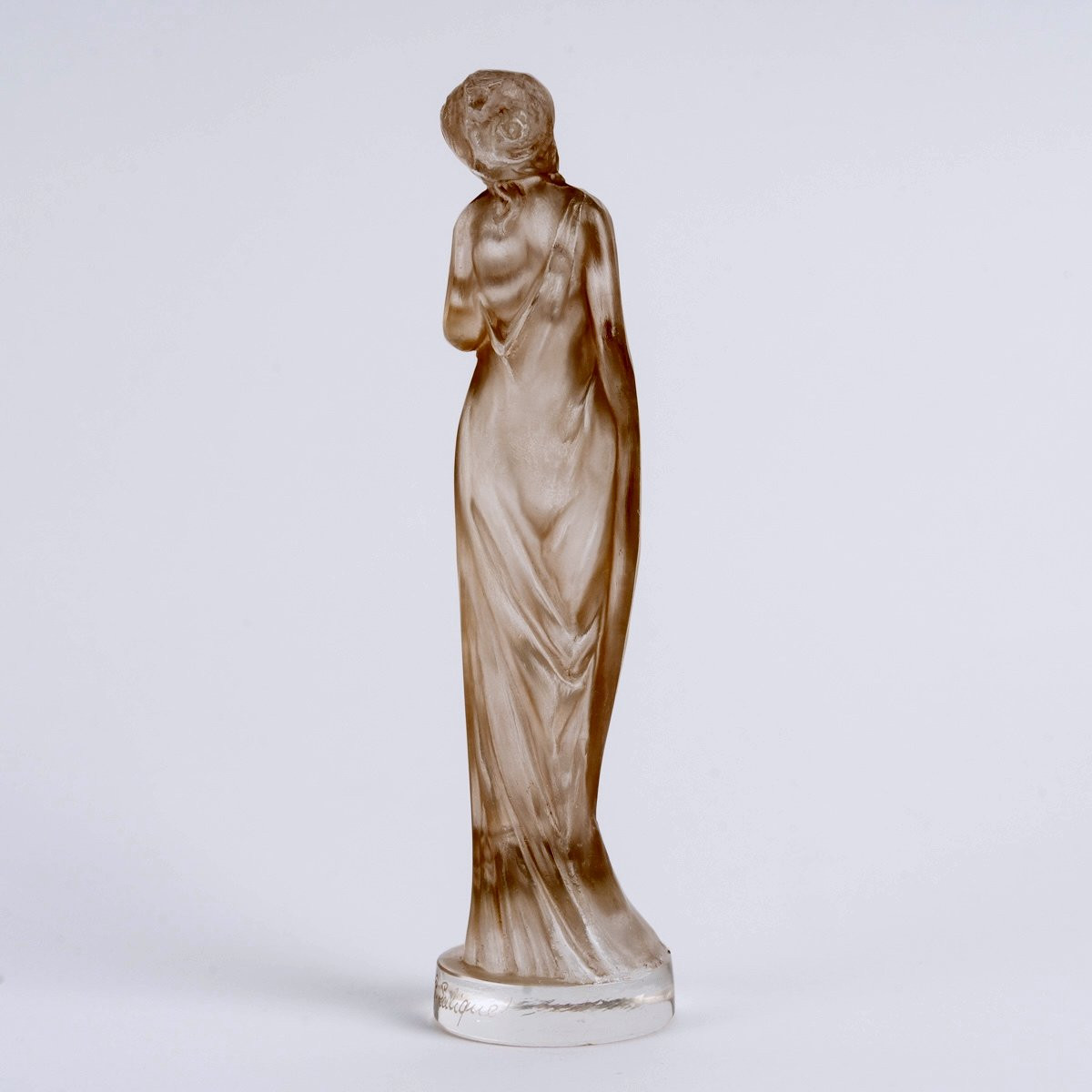 1912 René Lalique - Statuette Moyenne Voilee Glass With Sepia Patina-photo-3