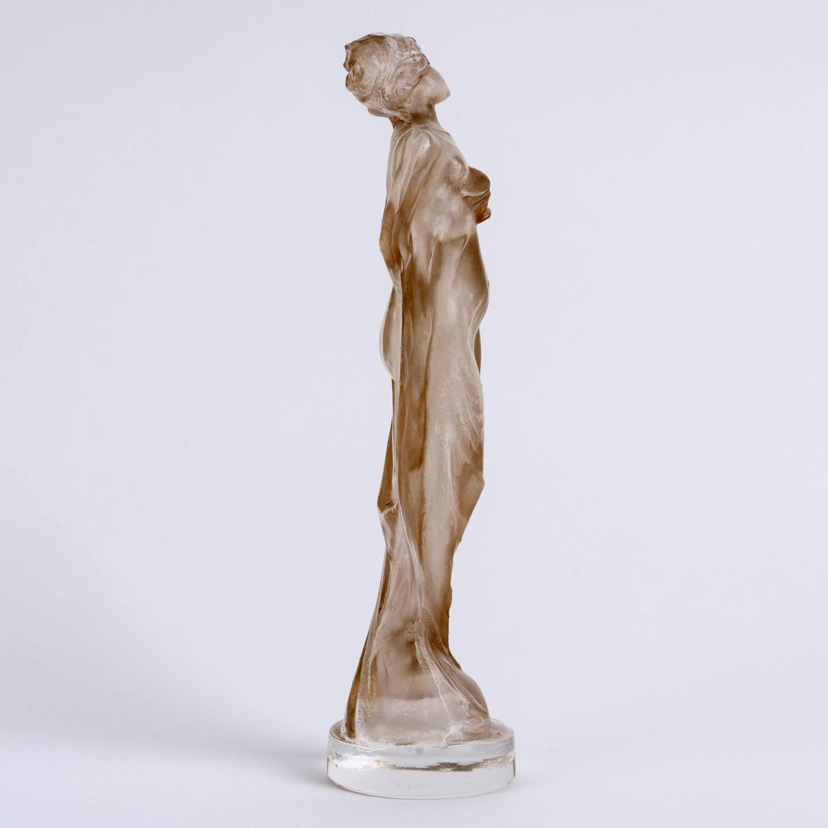 1912 René Lalique - Statuette Moyenne Voilee Glass With Sepia Patina-photo-4