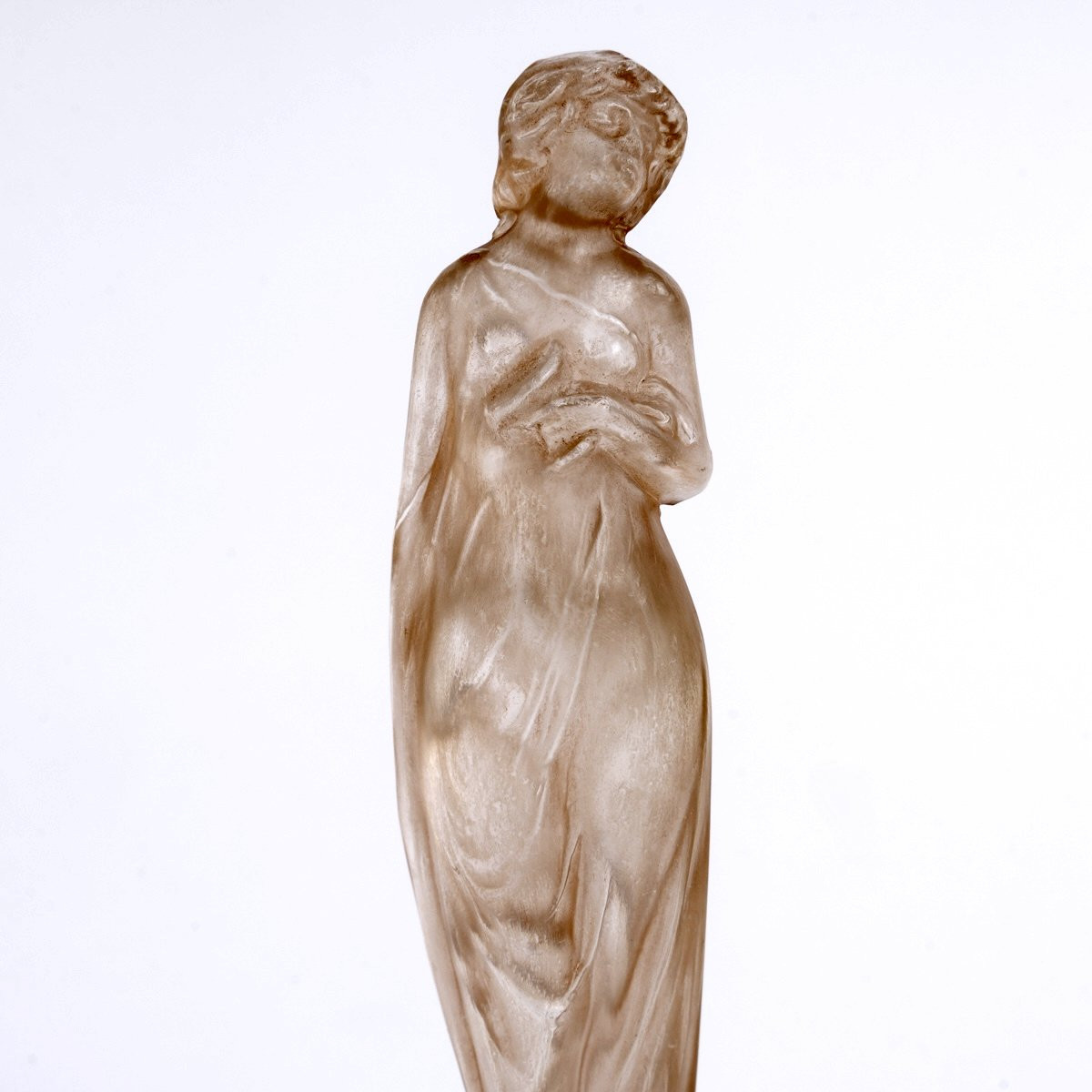 1912 René Lalique - Statuette Moyenne Voilee Glass With Sepia Patina-photo-1