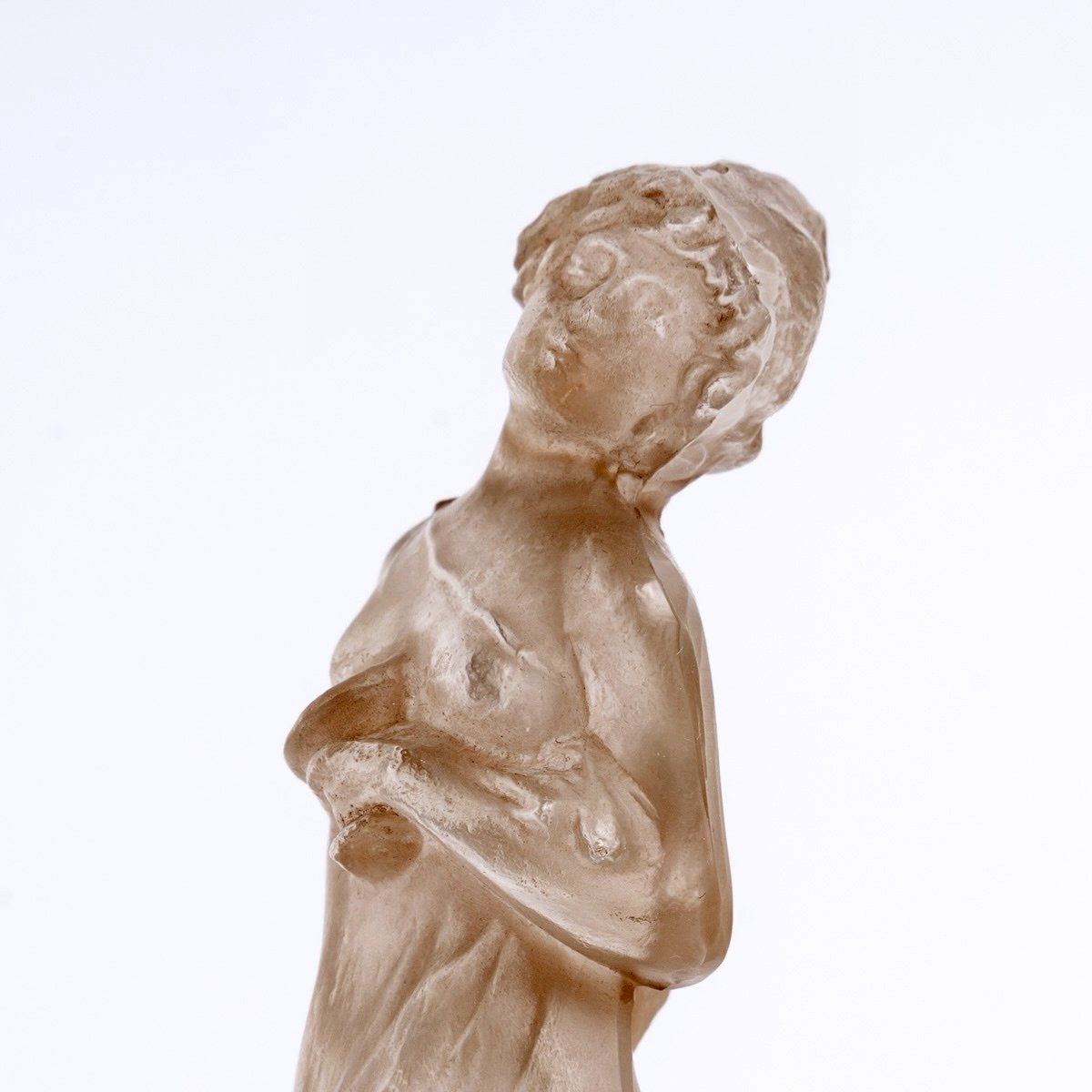 1912 René Lalique - Statuette Moyenne Voilee Glass With Sepia Patina-photo-2