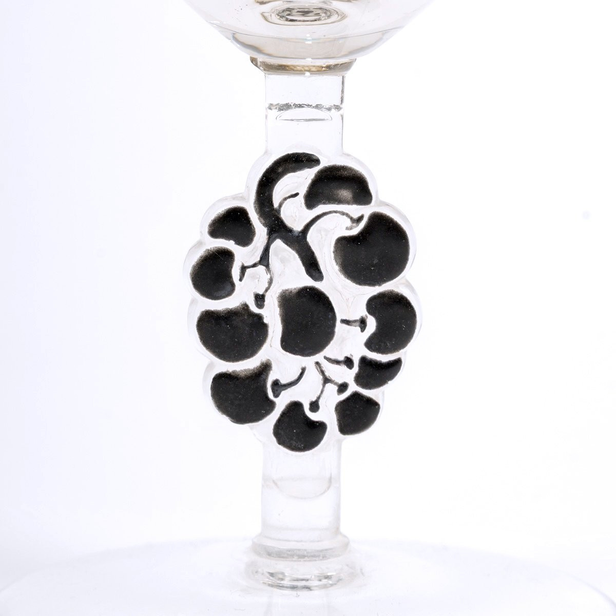 1924 René Lalique - 6 Thionville Champagne Glasses Glass With Black Enamel-photo-3