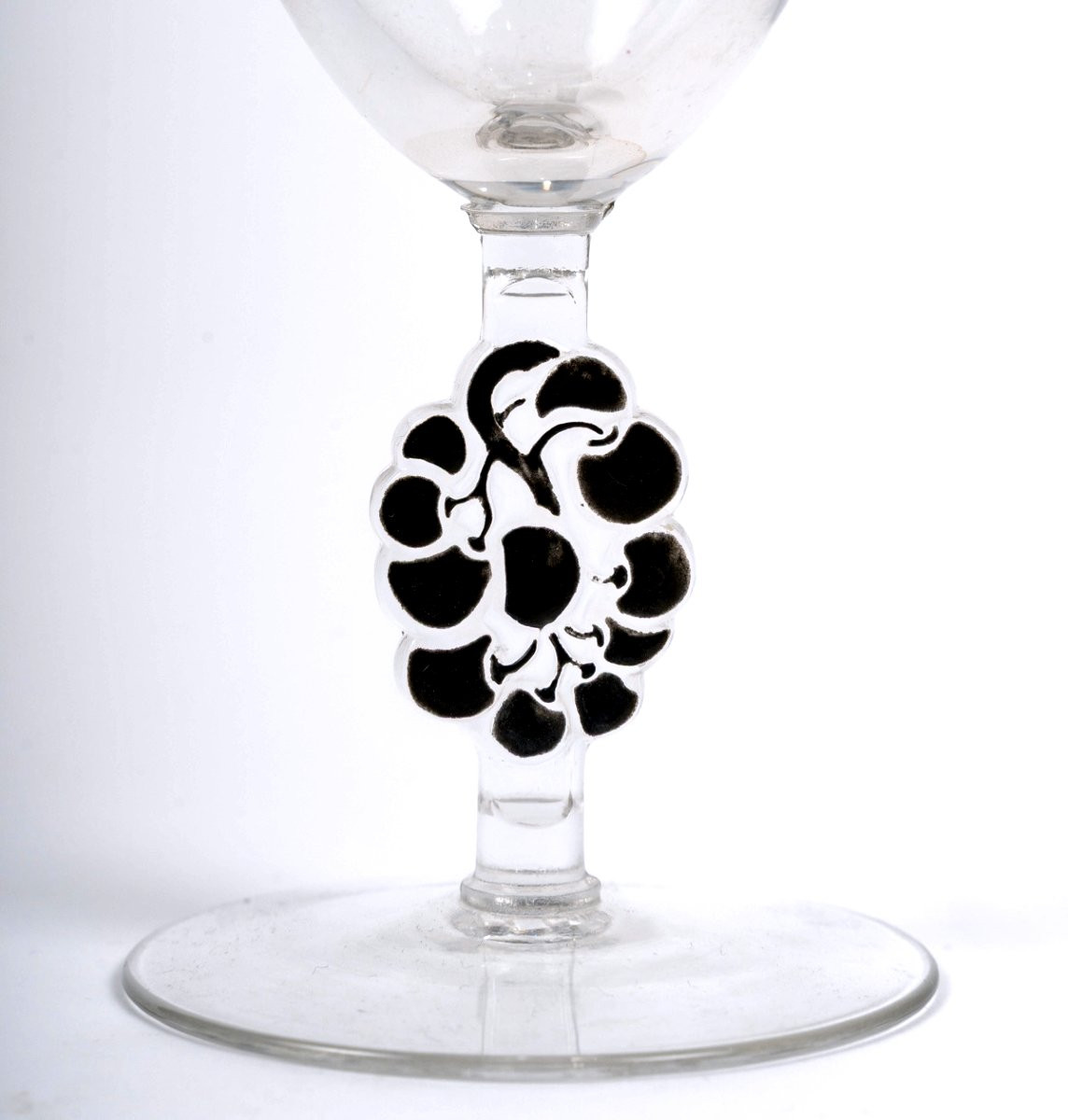 1924 René Lalique - 14 Thionville Glasses Glass With Black Enamel-photo-3