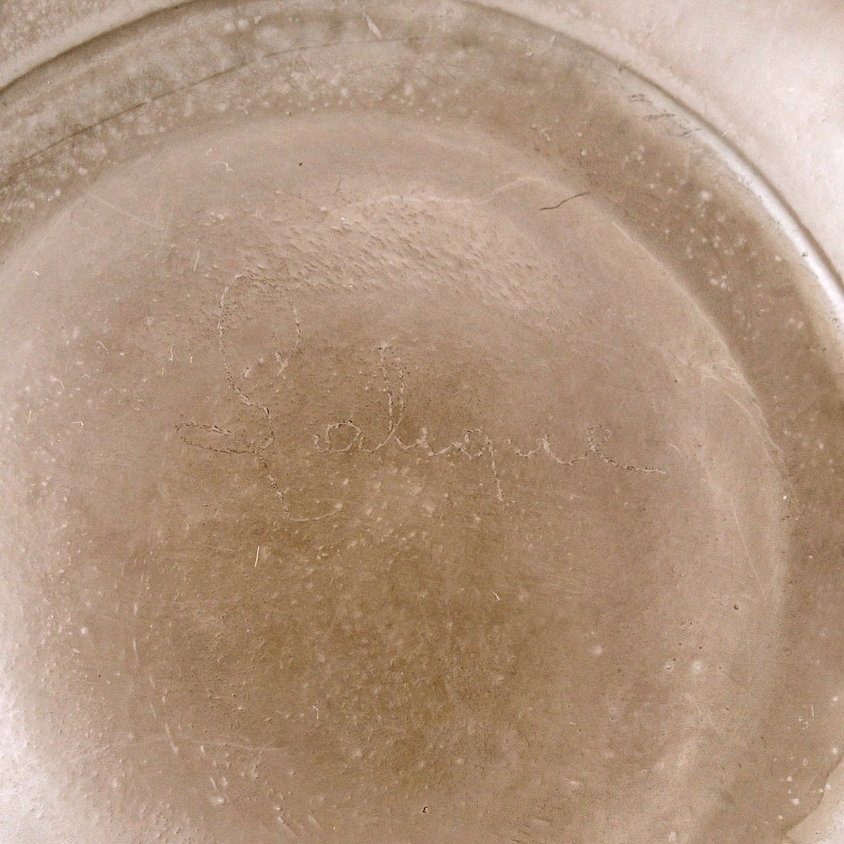 1912 René Lalique - Vase Dentelé Verre Blanc Patiné Sépia-photo-4