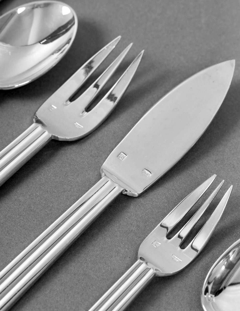 Puiforcat - Ménagère Art Déco Nantes Métal Argenté - 109 Pièces-photo-4