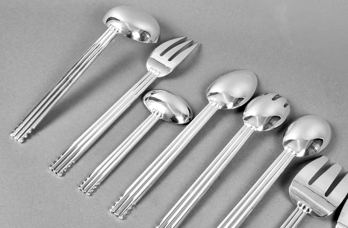 Puiforcat - Ménagère Art Déco Nantes Métal Argenté - 109 Pièces-photo-8