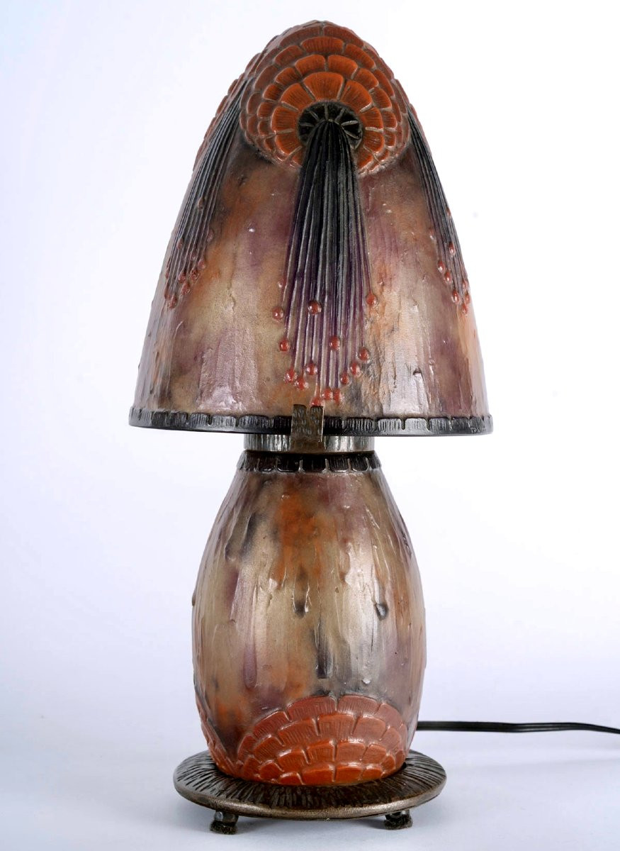 1925 Gabriel Argy-Rousseau - Lampe "Fleurs Tropicales" Pâte de Verre-photo-2