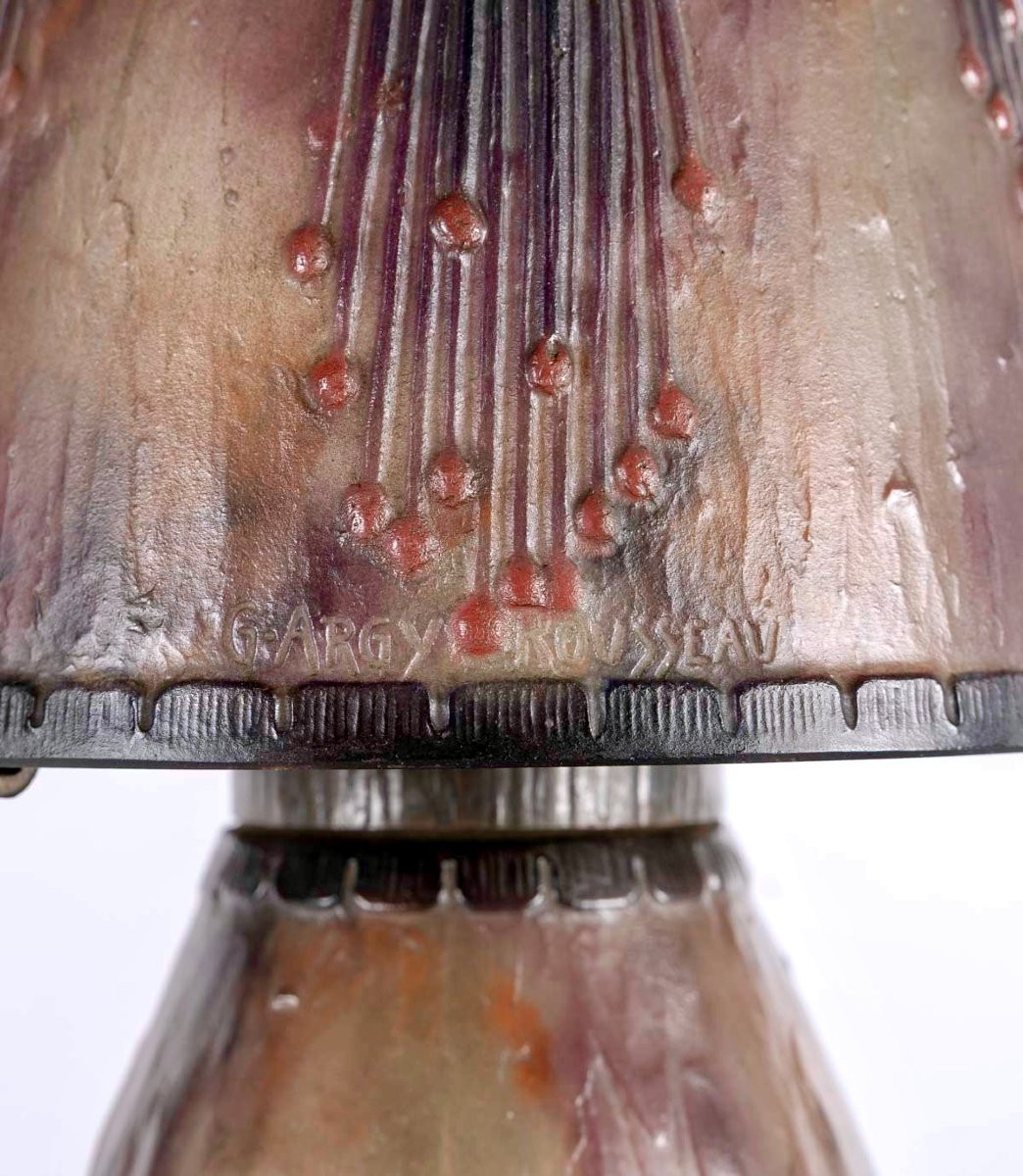 1925 Gabriel Argy-Rousseau - Lampe "Fleurs Tropicales" Pâte de Verre-photo-4