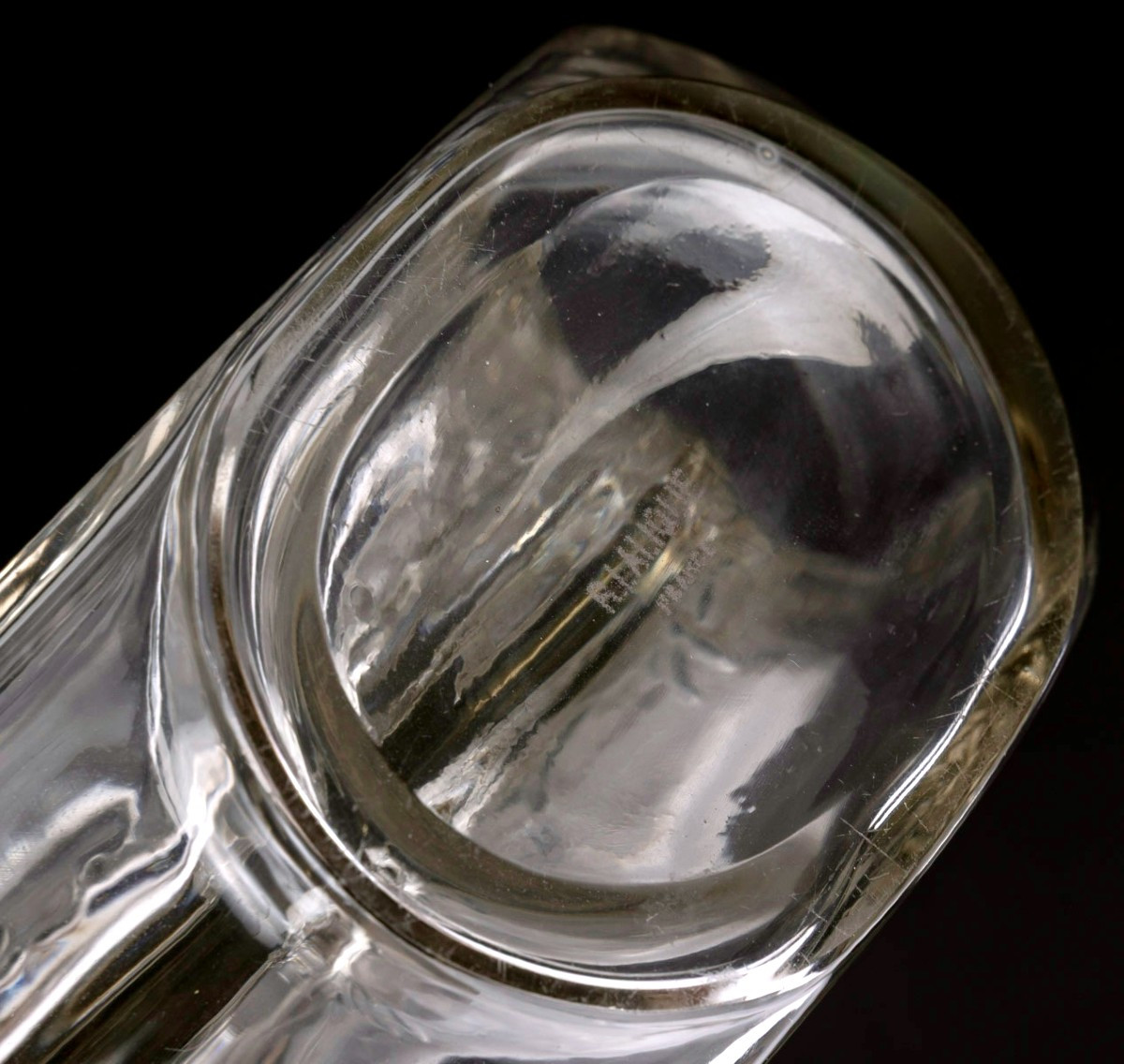 1912 René Lalique - Decanter Deux Danseuses Glass With Blue Patina-photo-1