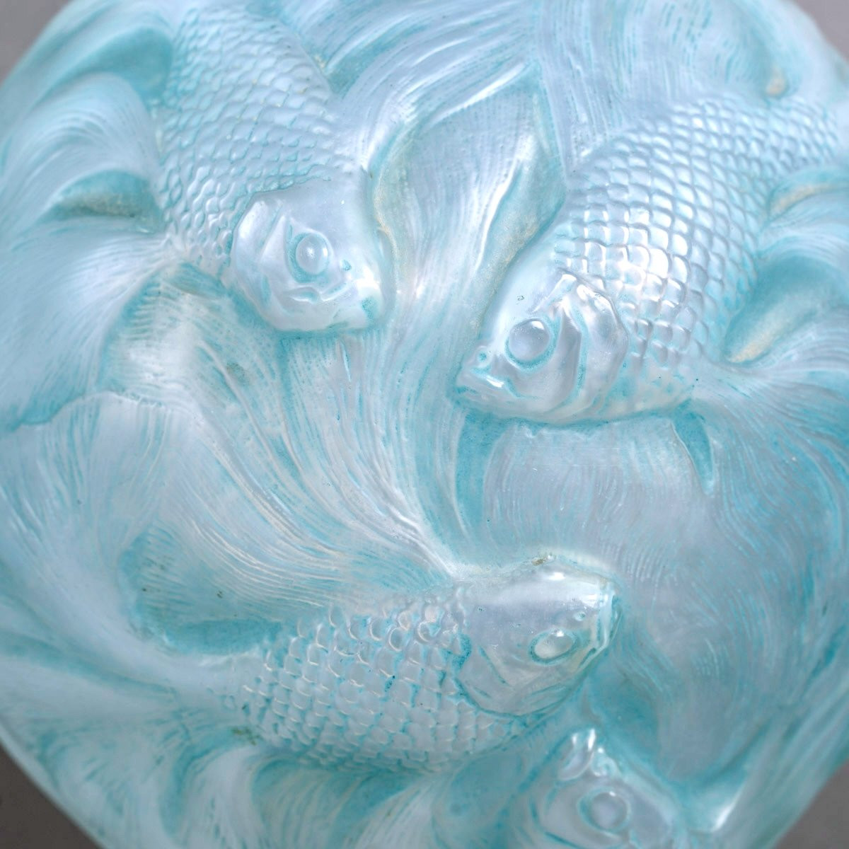 1924 René Lalique - Vase Formose Verre Opalescent Patiné Bleu-photo-1