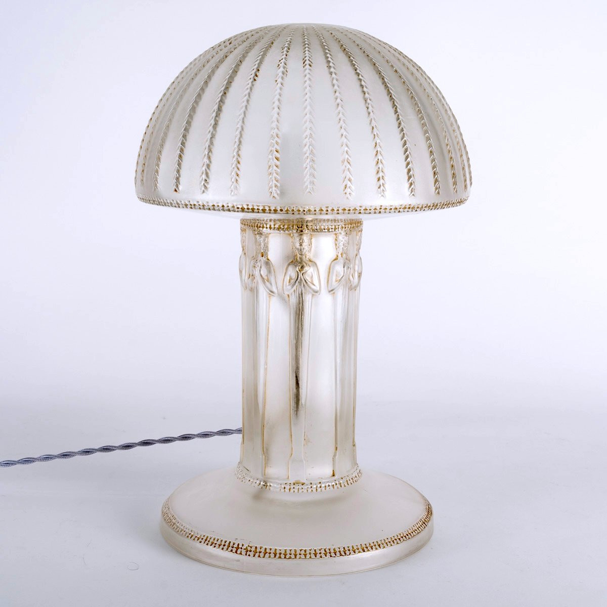 1920 René Lalique - Lamp Caryatids Glass With Sepia Patina-photo-2