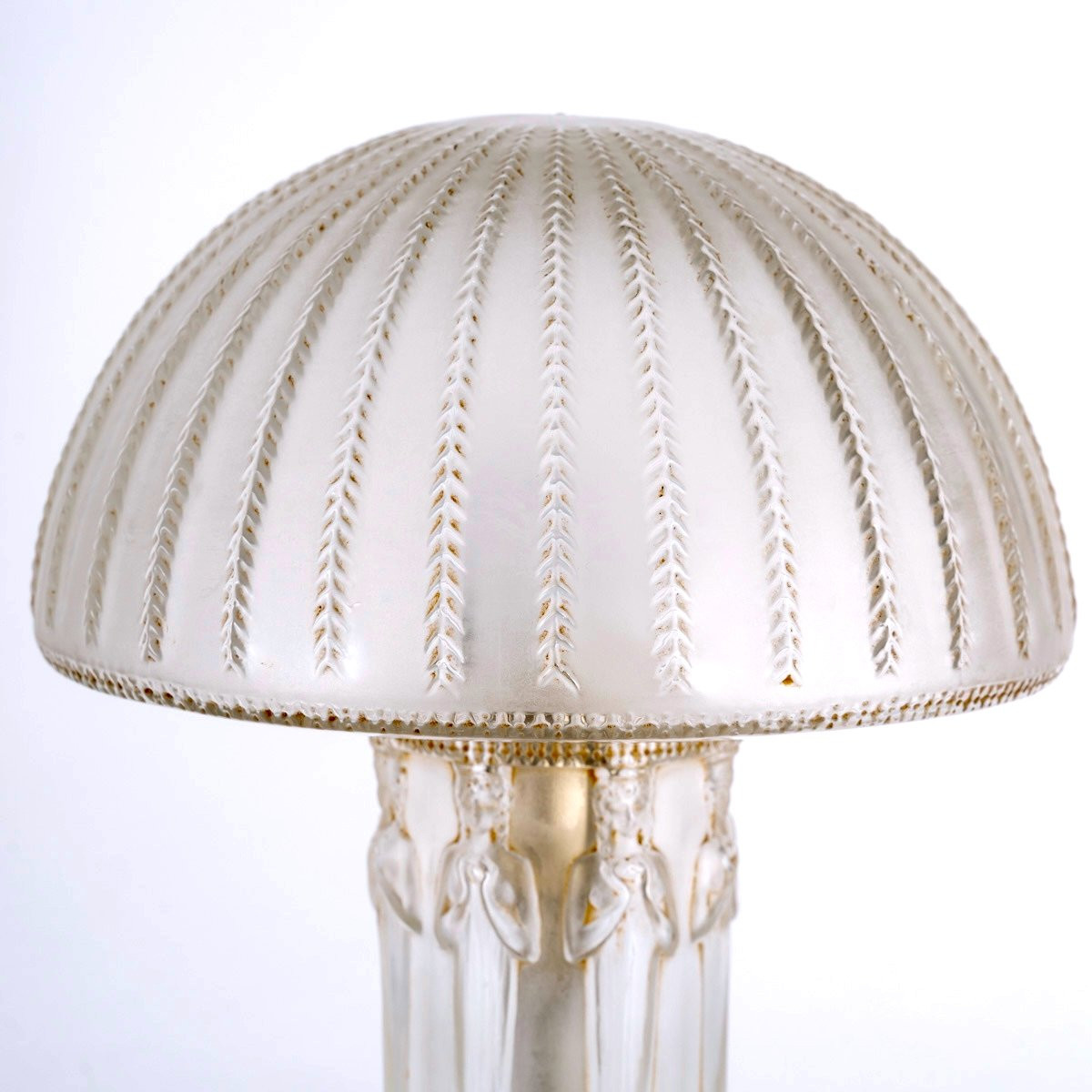 1920 René Lalique - Lamp Caryatids Glass With Sepia Patina-photo-4